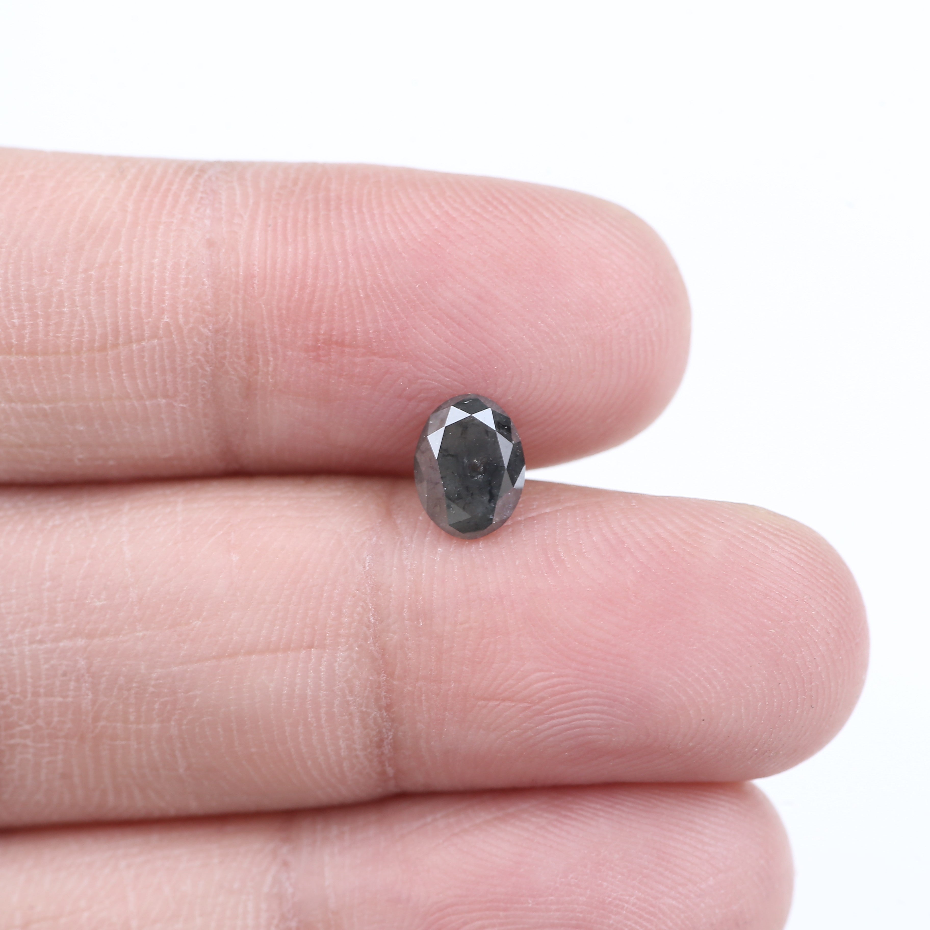 1 Carat Oval Stone Natural Salt and Pepper Diamond 6.97 MM