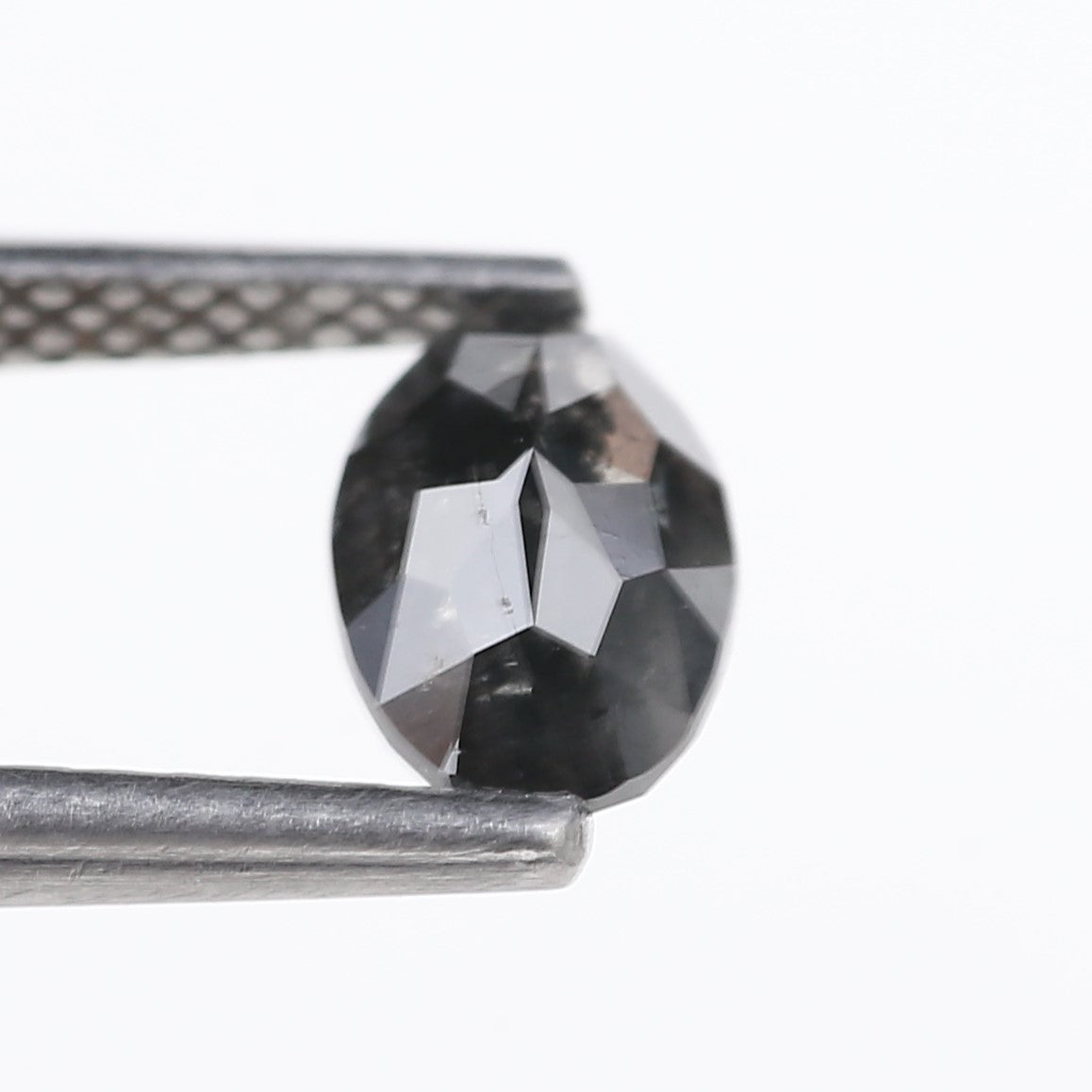 0.89 Carat Natural Fancy Black Oval Diamond Salt and Pepper 7.25 MM