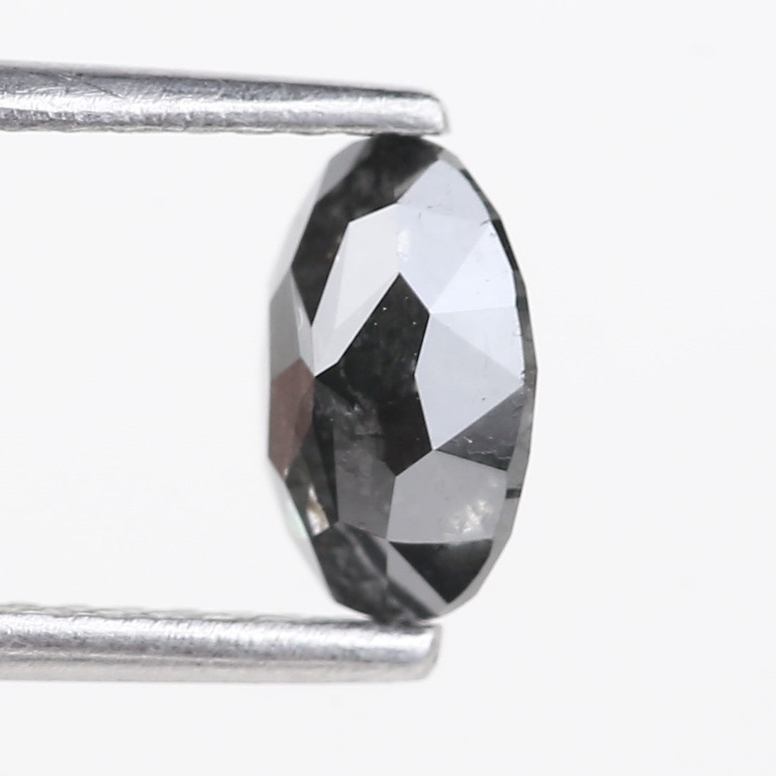 0.89 Carat Natural Fancy Black Oval Diamond Salt and Pepper 7.25 MM