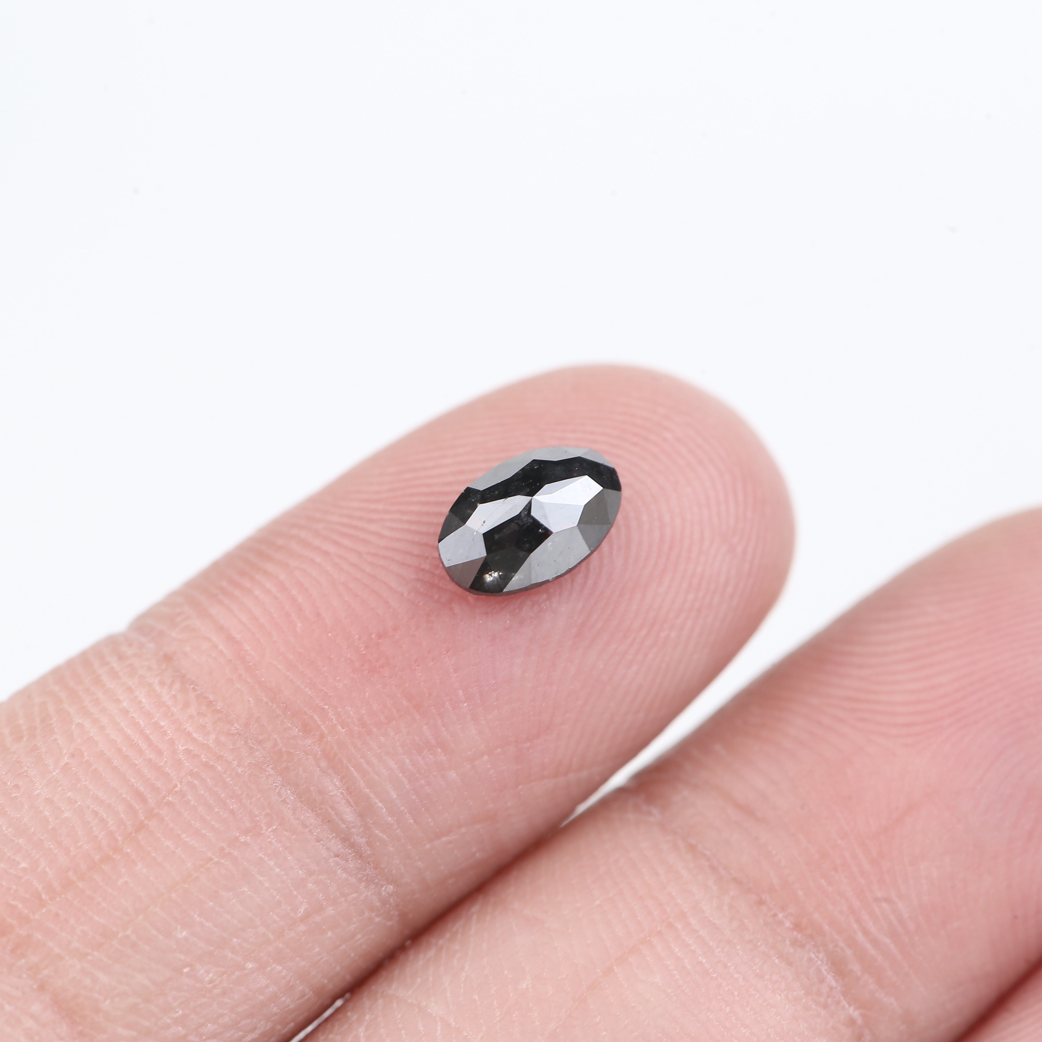 0.89 Carat Natural Fancy Black Oval Diamond Salt and Pepper 7.25 MM
