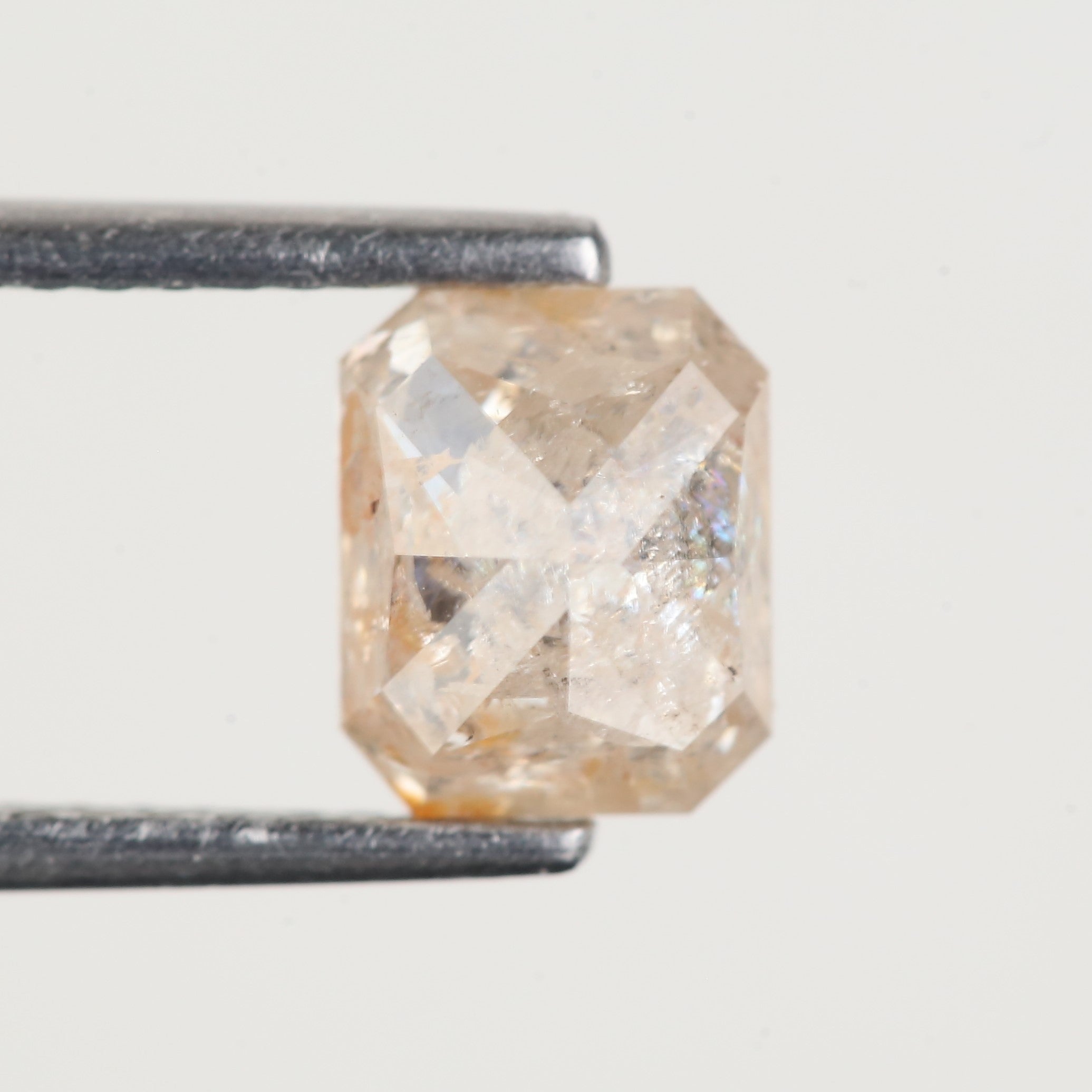 1.34 Carat Natural Orange Emerald Cut Salt and Pepper Diamond 6.6 MM