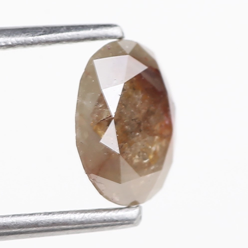 0.91 Carat Natural Salt And Pepper Reddish Brown Oval Cut Diamond 7.00 MM
