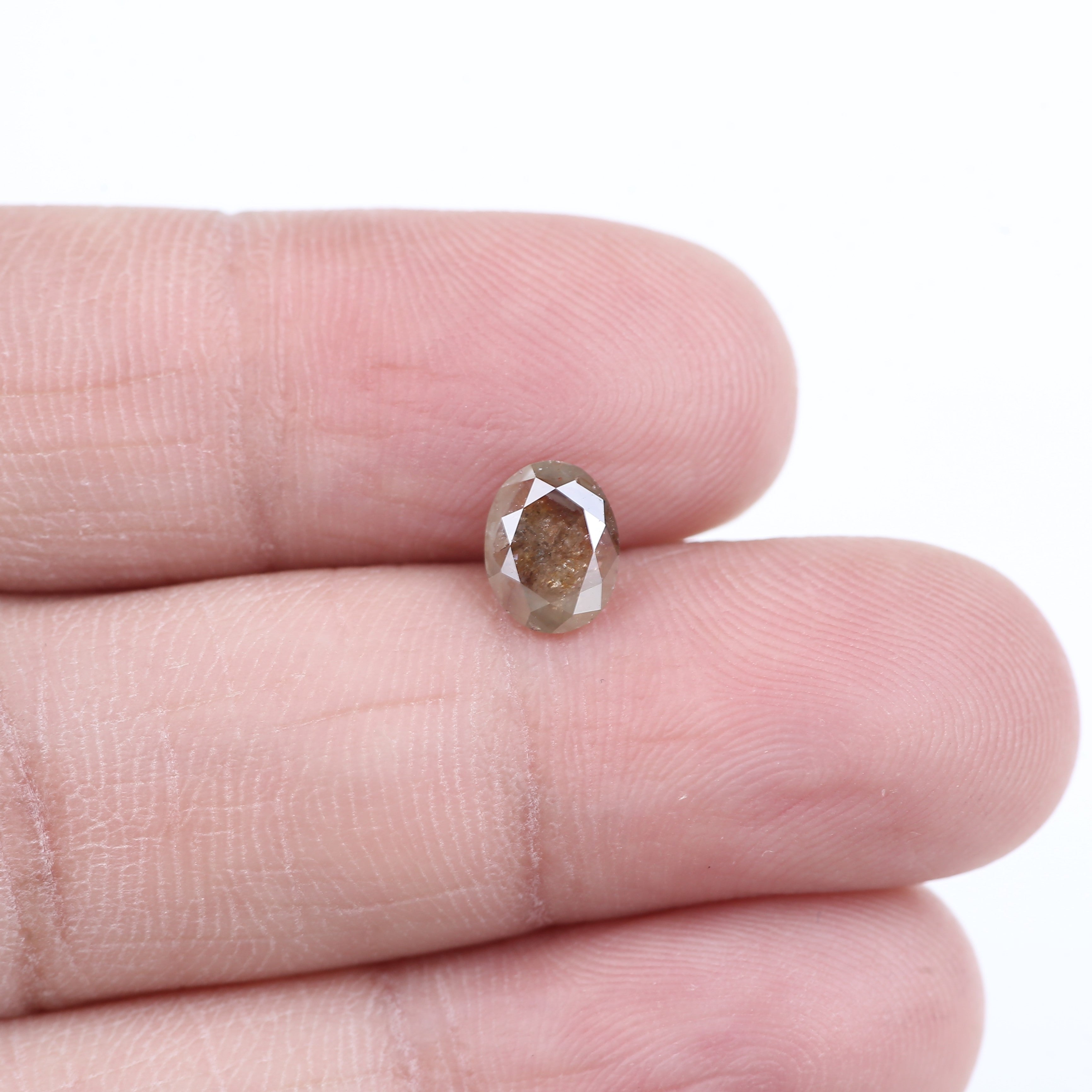 0.91 Carat Natural Salt And Pepper Reddish Brown Oval Cut Diamond 7.00 MM