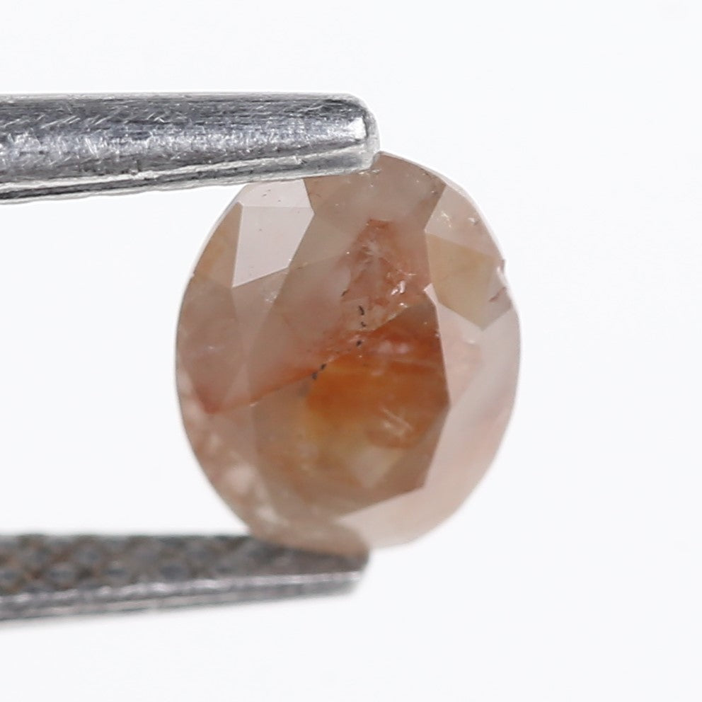 0.78 Carat Natural Salt And Pepper Peach Oval Cut Diamond 7.02 MM