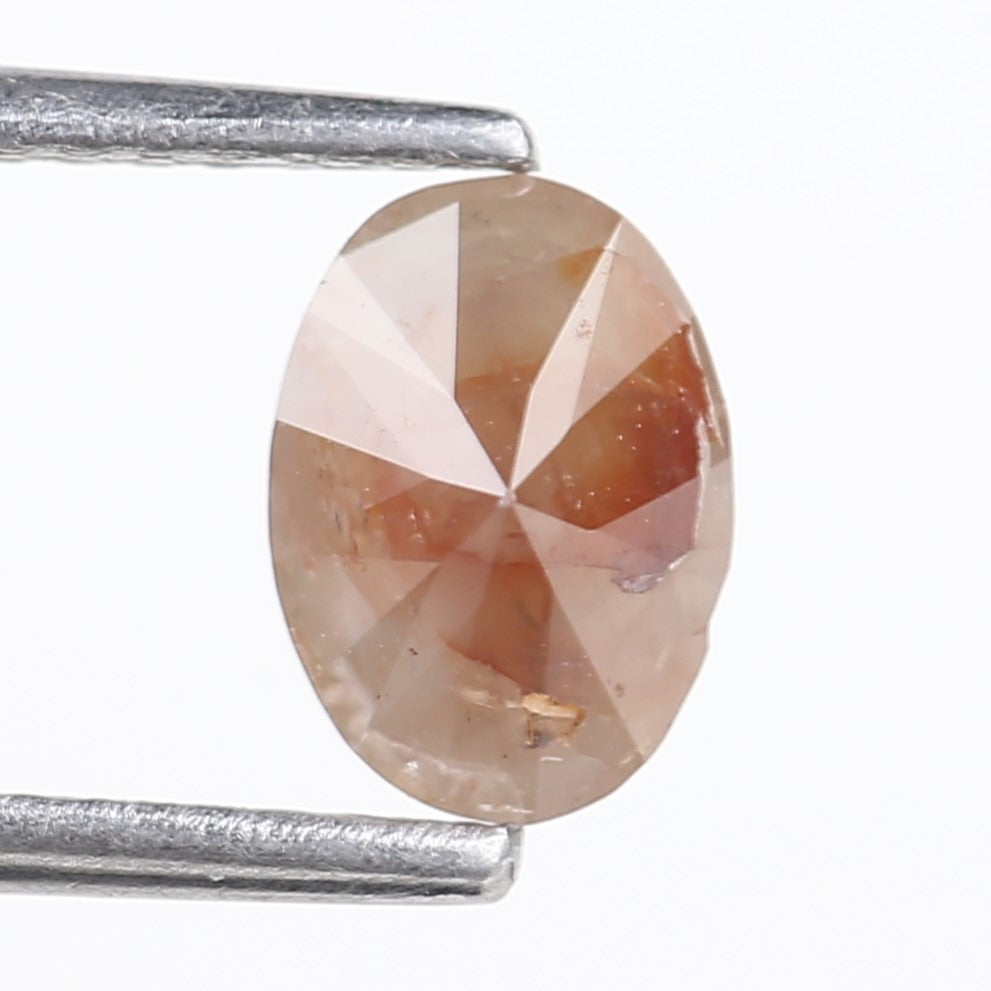 0.78 Carat Natural Salt And Pepper Peach Oval Cut Diamond 7.02 MM