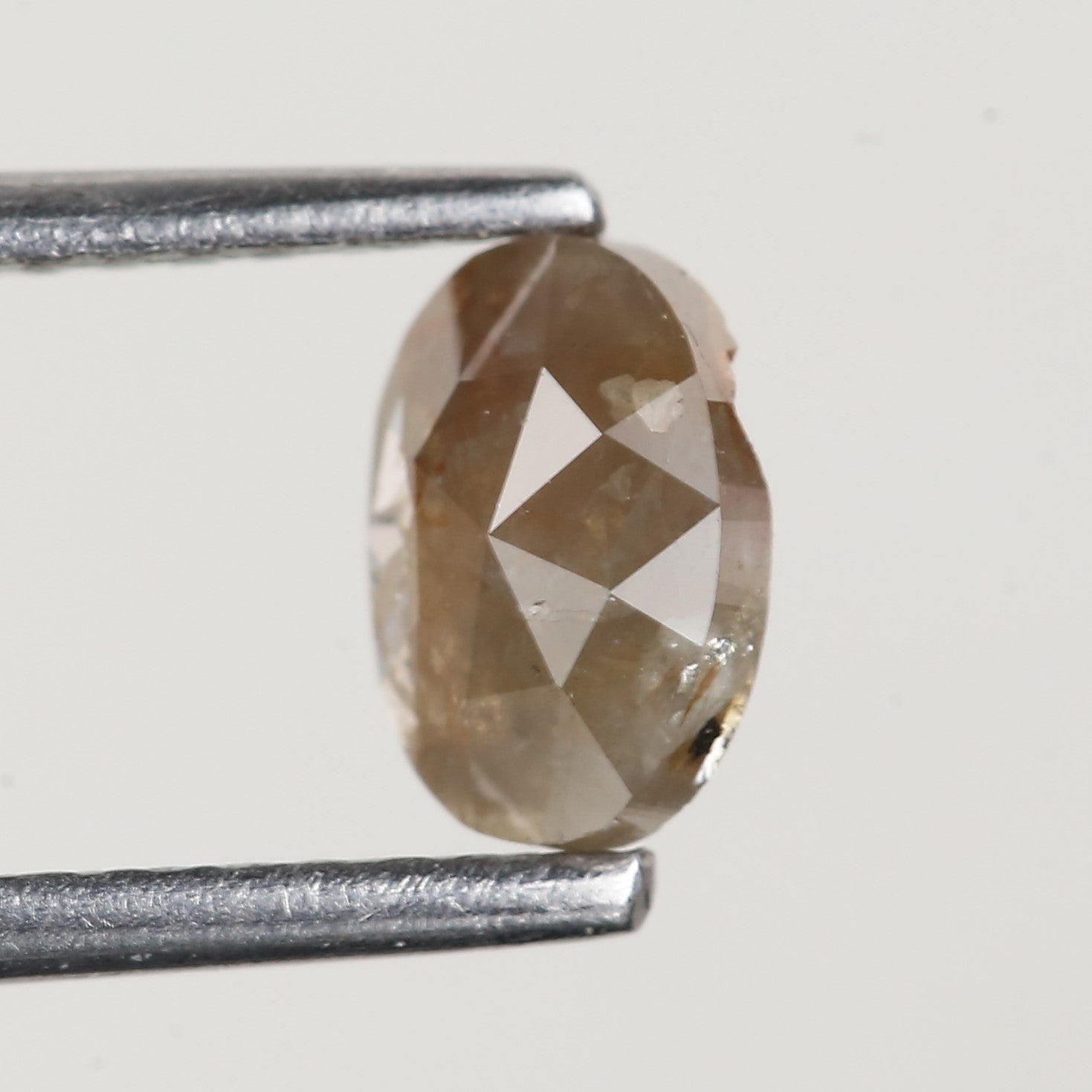 0.55 Carat Oval Rose Cut Salt and Pepper Diamond 6.3 MM