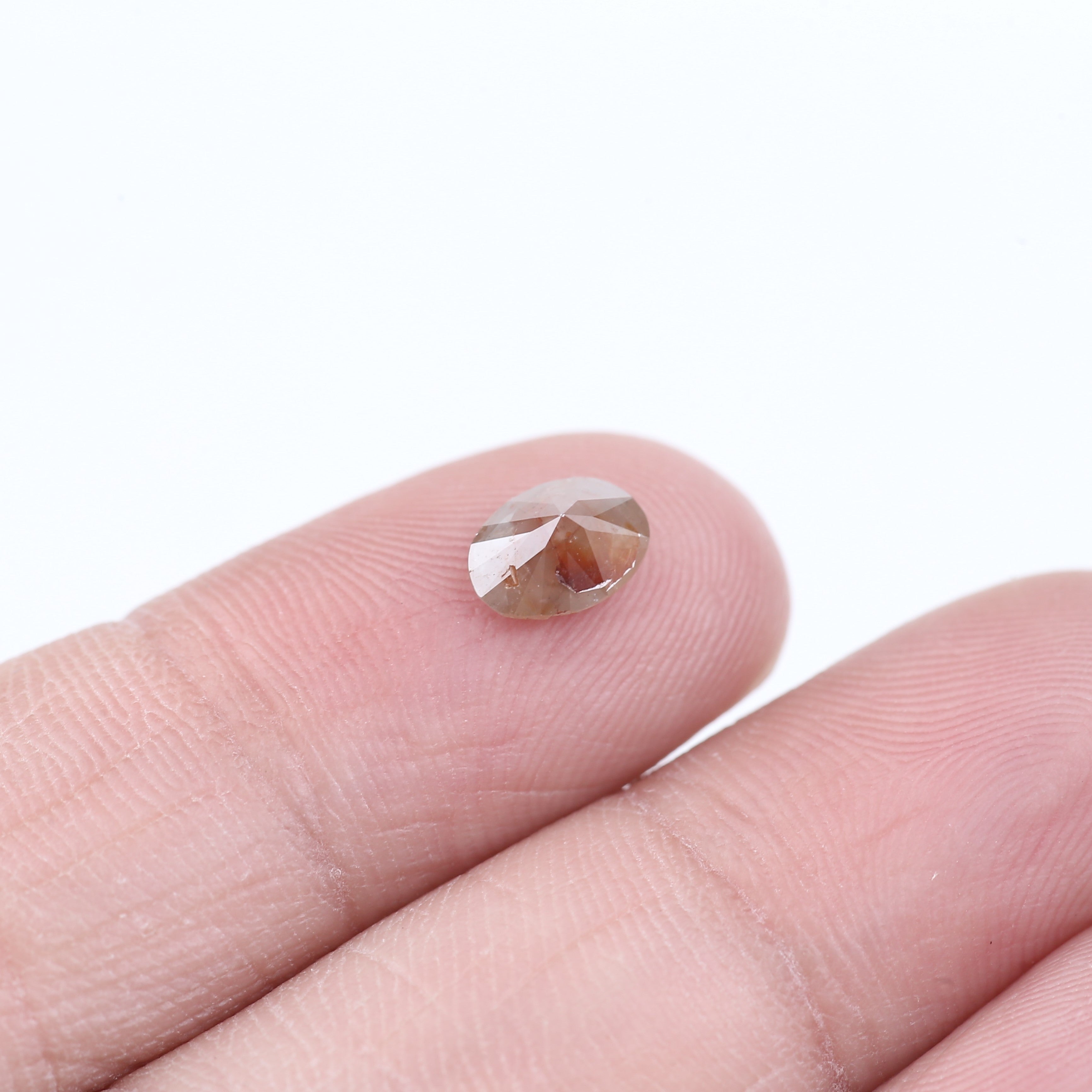 0.78 Carat Natural Salt And Pepper Peach Oval Cut Diamond 7.02 MM