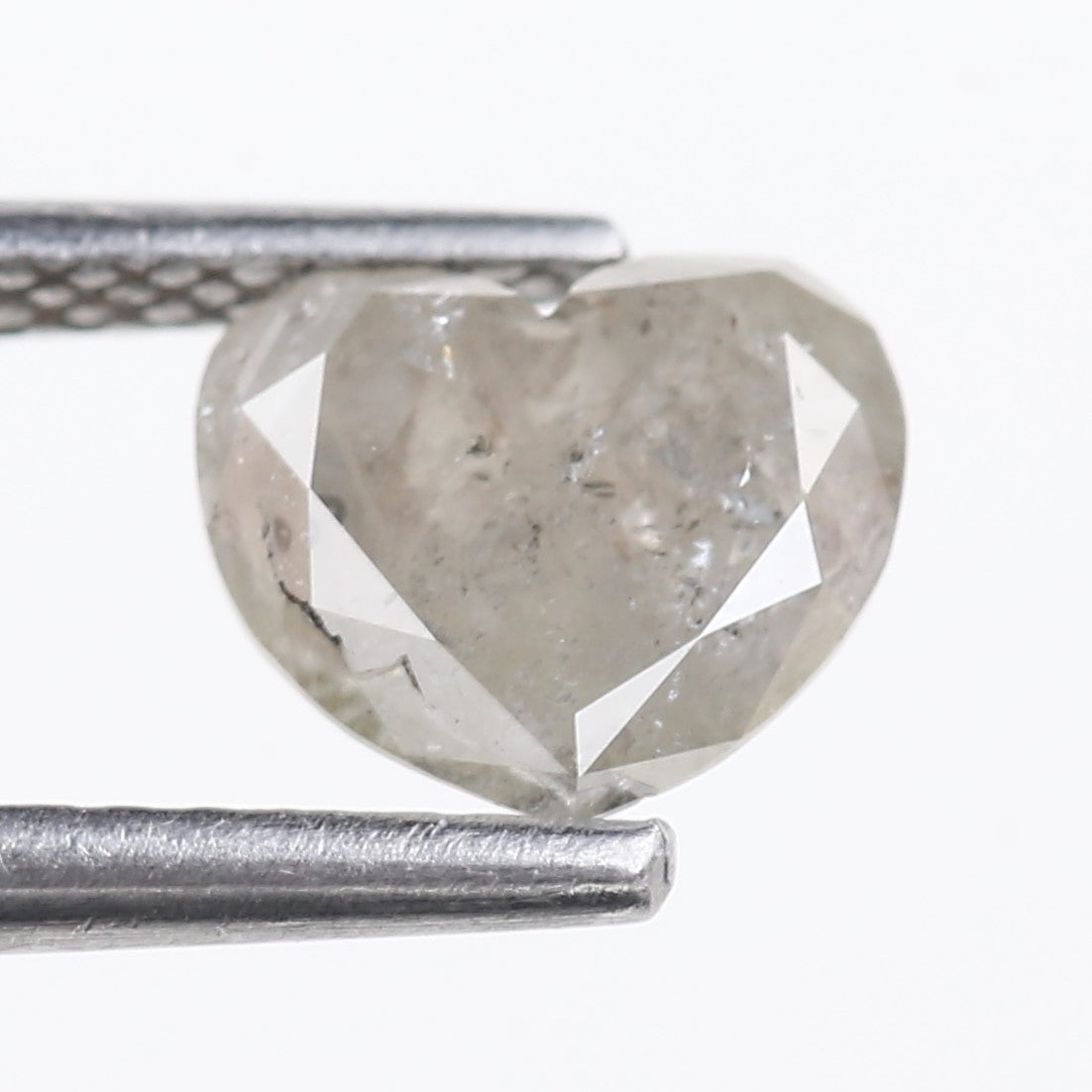 0.96 Carat Natural Salt And Pepper Light Grey Heart Cut Loose Diamond 6.05 MM
