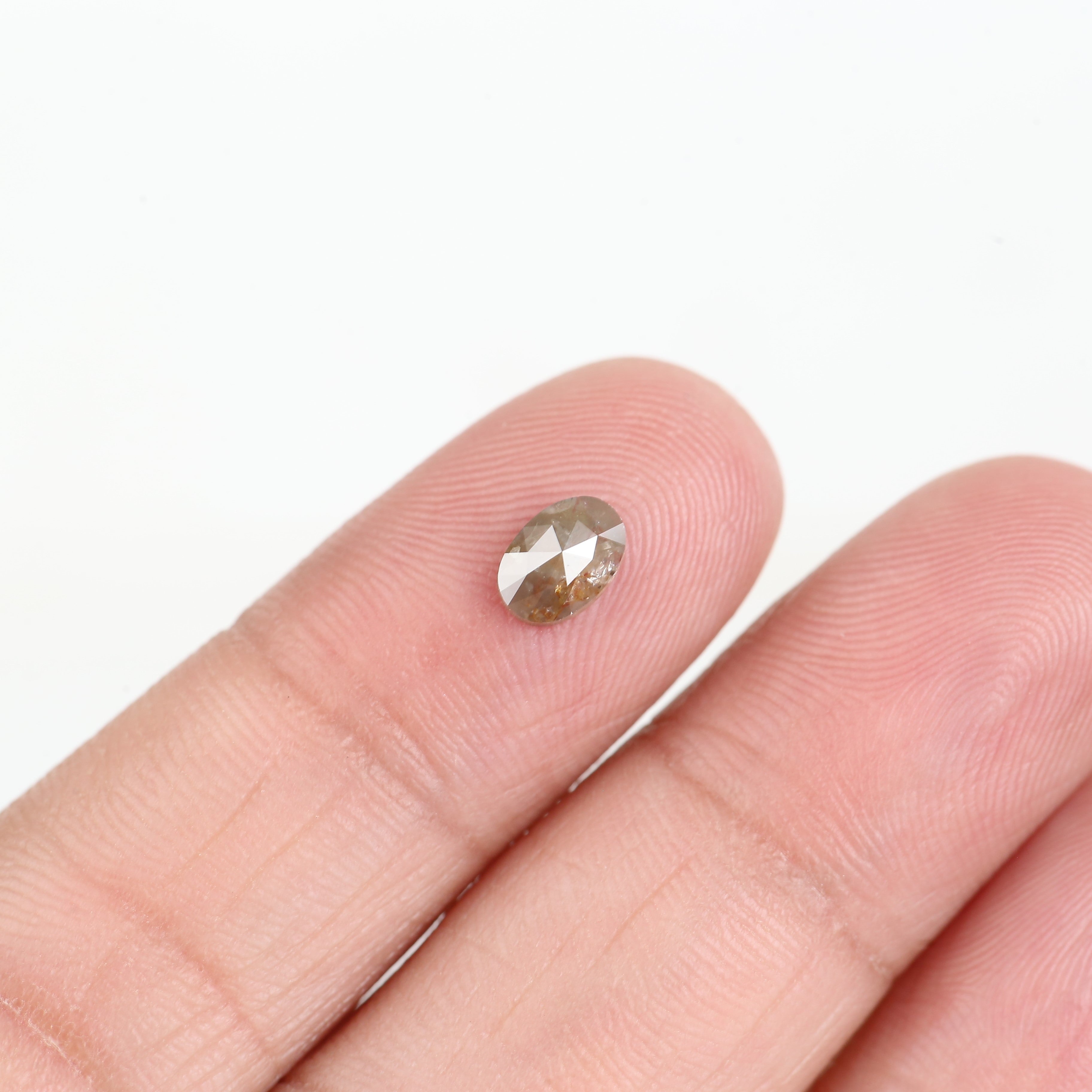 0.55 Carat Oval Rose Cut Salt and Pepper Diamond 6.3 MM