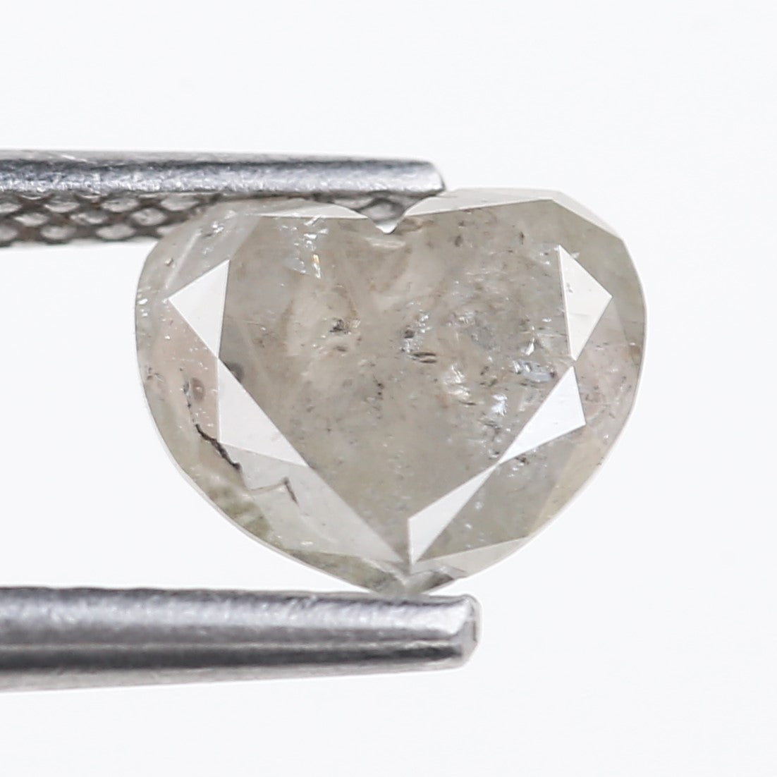0.96 Carat Natural Salt And Pepper Light Grey Heart Cut Loose Diamond 6.05 MM