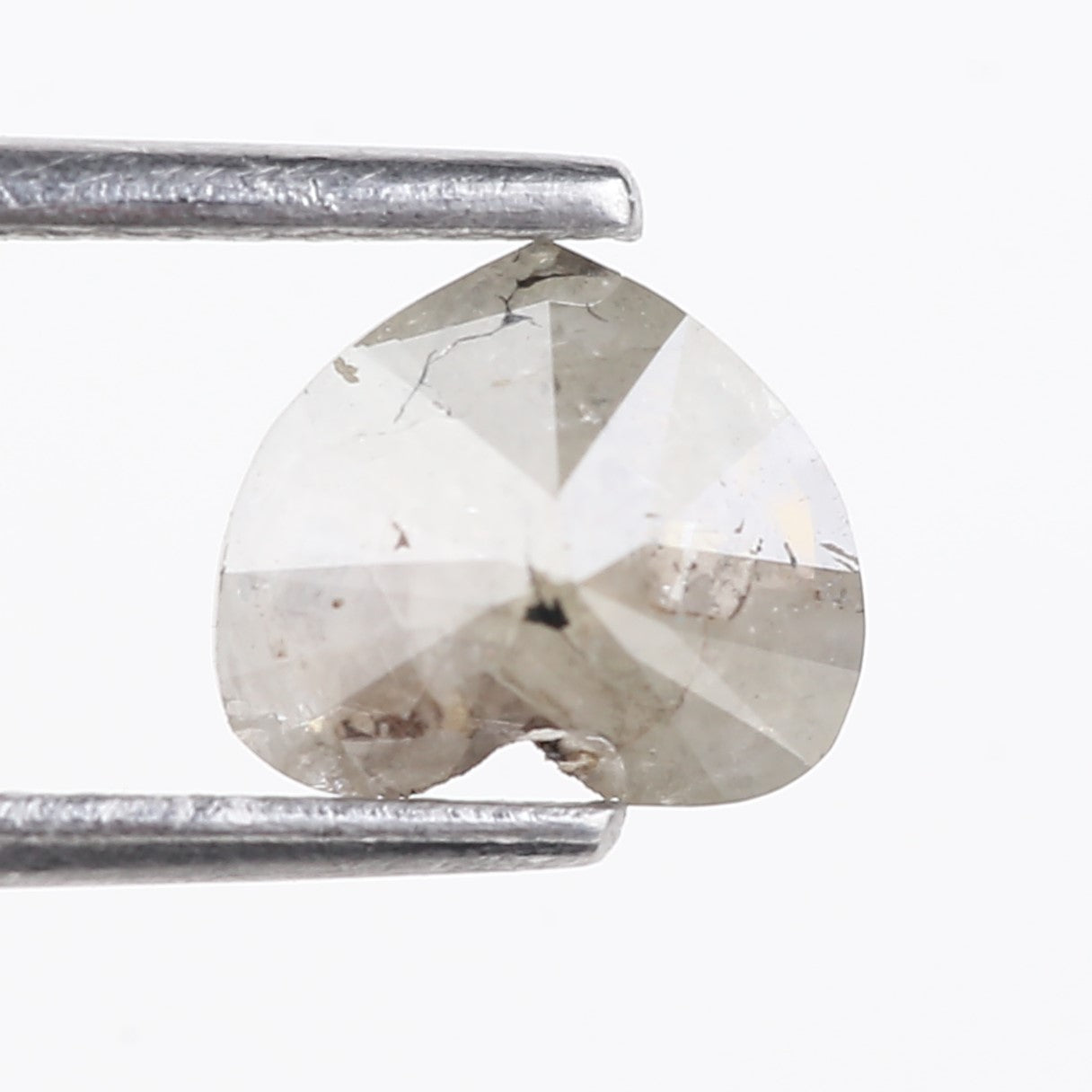 0.96 Carat Natural Salt And Pepper Light Grey Heart Cut Loose Diamond 6.05 MM