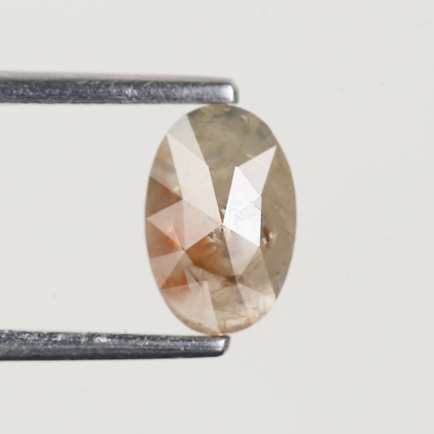 0.82 Carat Oval Rose Cut Salt and Pepper Diamond 7.6 MM