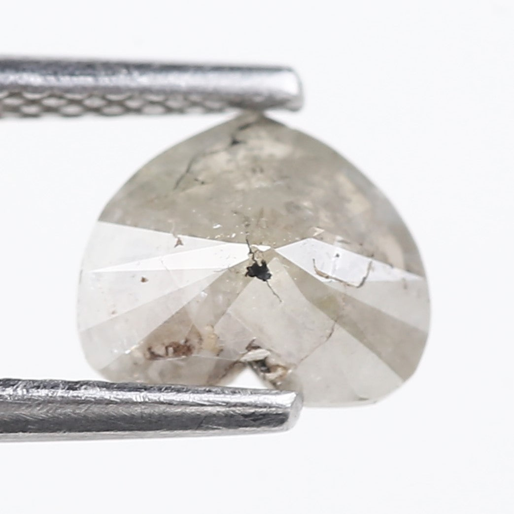 0.96 Carat Natural Salt And Pepper Light Grey Heart Cut Loose Diamond 6.05 MM