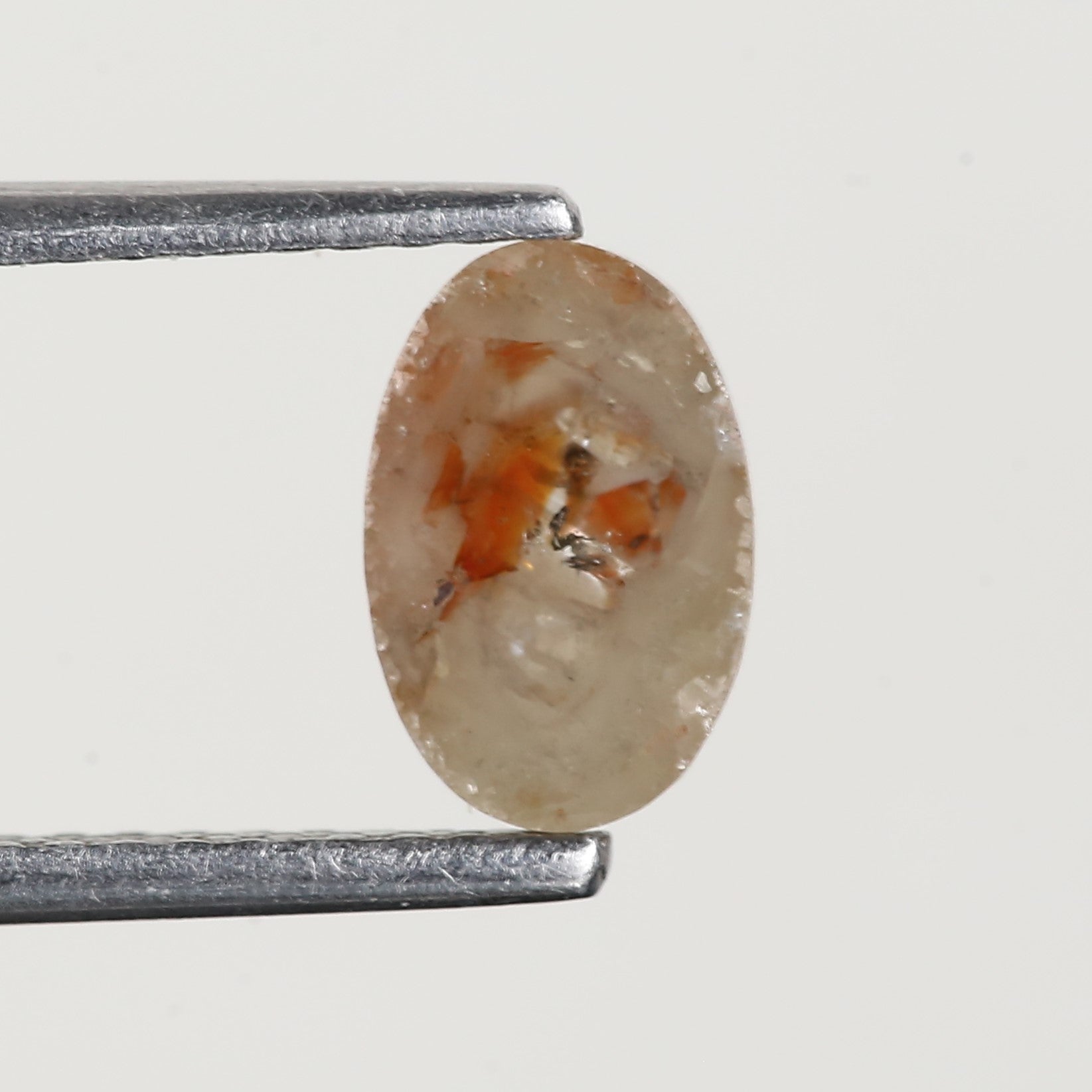 0.82 Carat Oval Rose Cut Salt and Pepper Diamond 7.6 MM