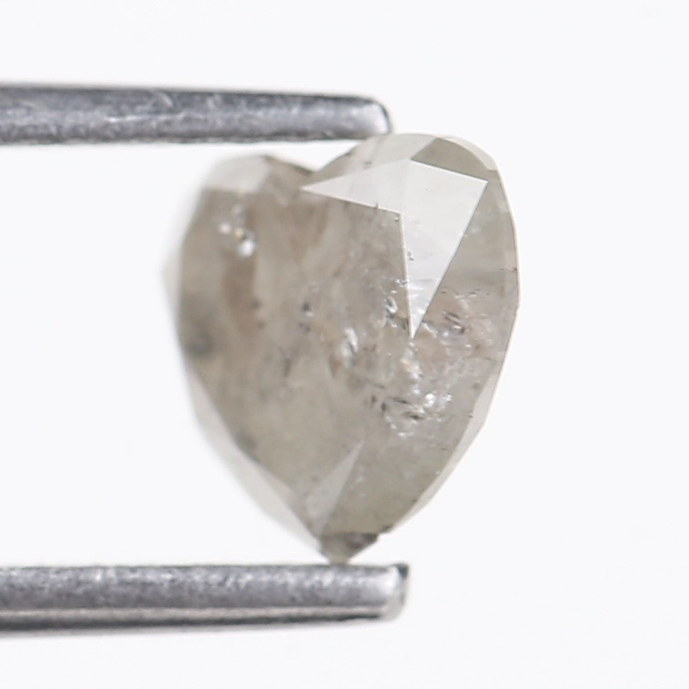 0.96 Carat Natural Salt And Pepper Light Grey Heart Cut Loose Diamond 6.05 MM