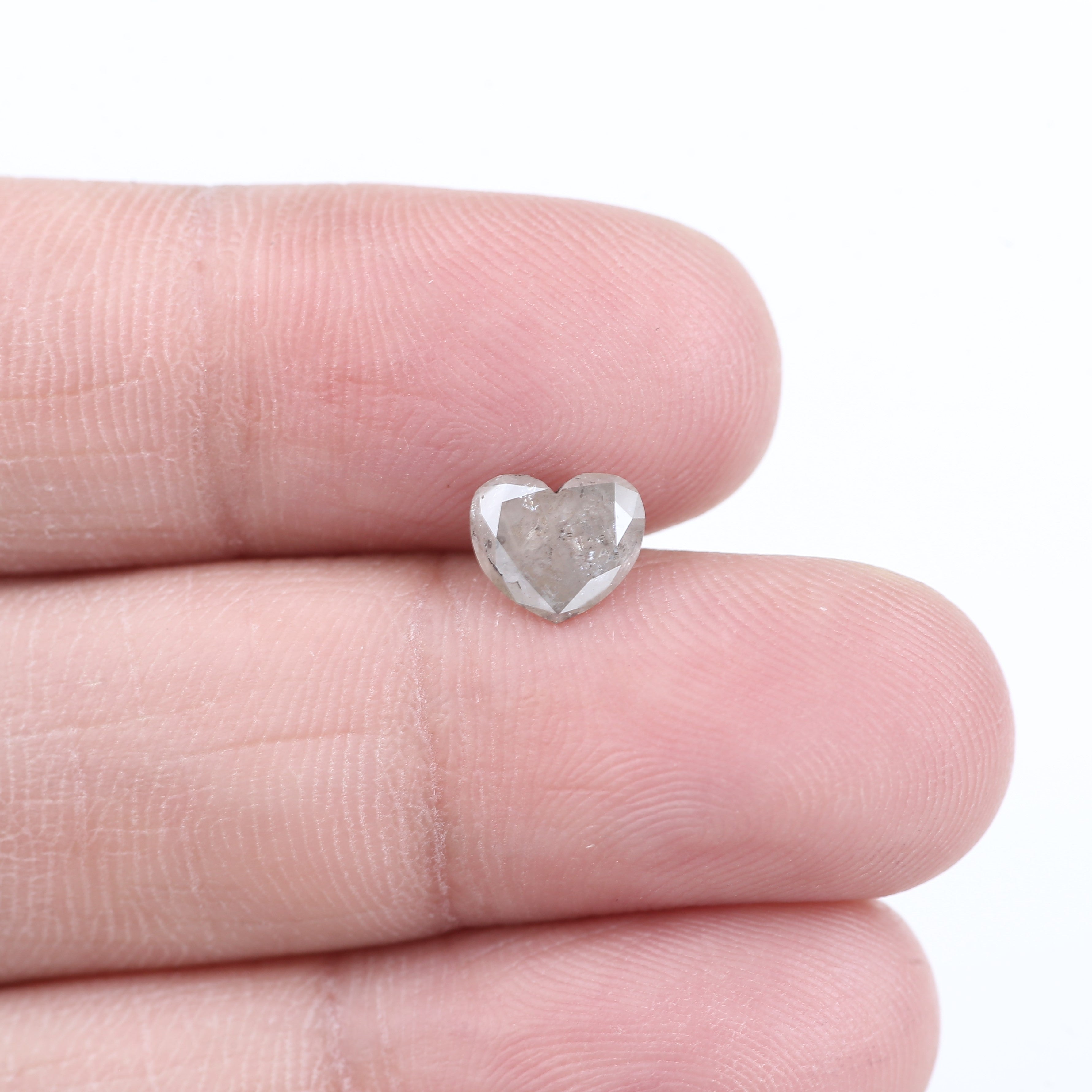 0.96 Carat Natural Salt And Pepper Light Grey Heart Cut Loose Diamond 6.05 MM