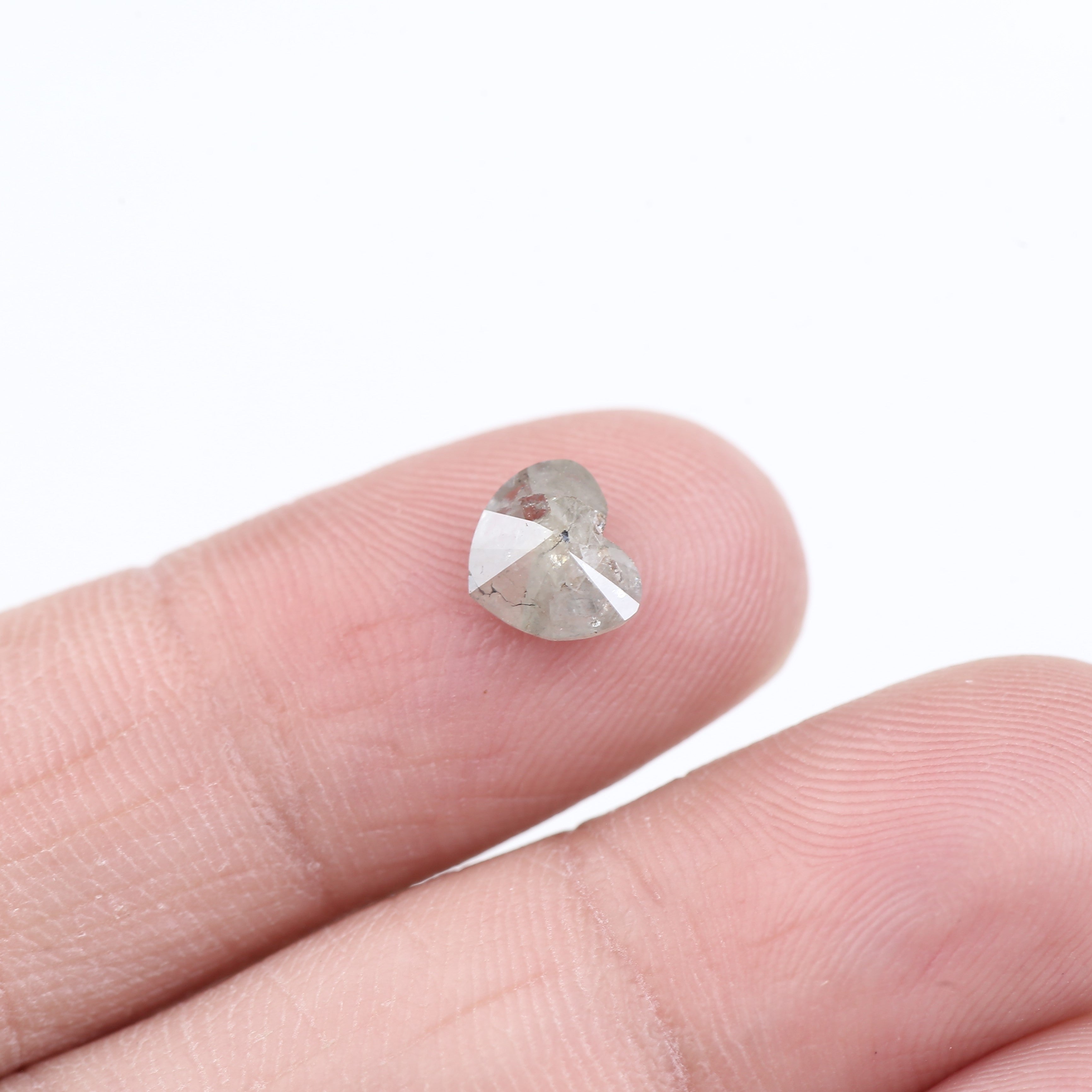 0.96 Carat Natural Salt And Pepper Light Grey Heart Cut Loose Diamond 6.05 MM