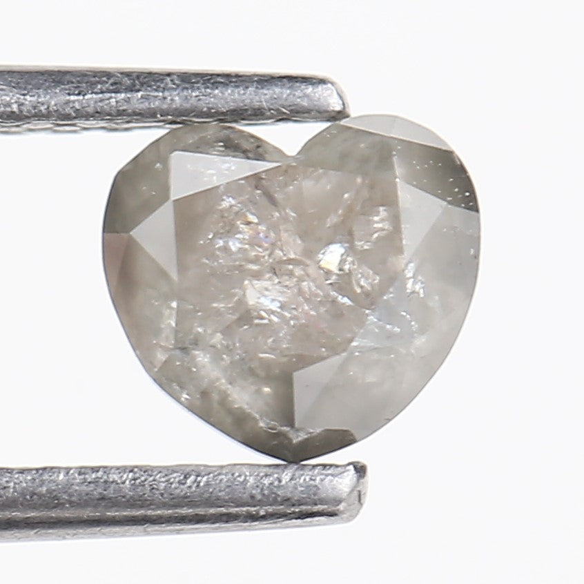 0.90 Carat Natural Light Gray Heart Salt And Pepper Diamond 5 MM
