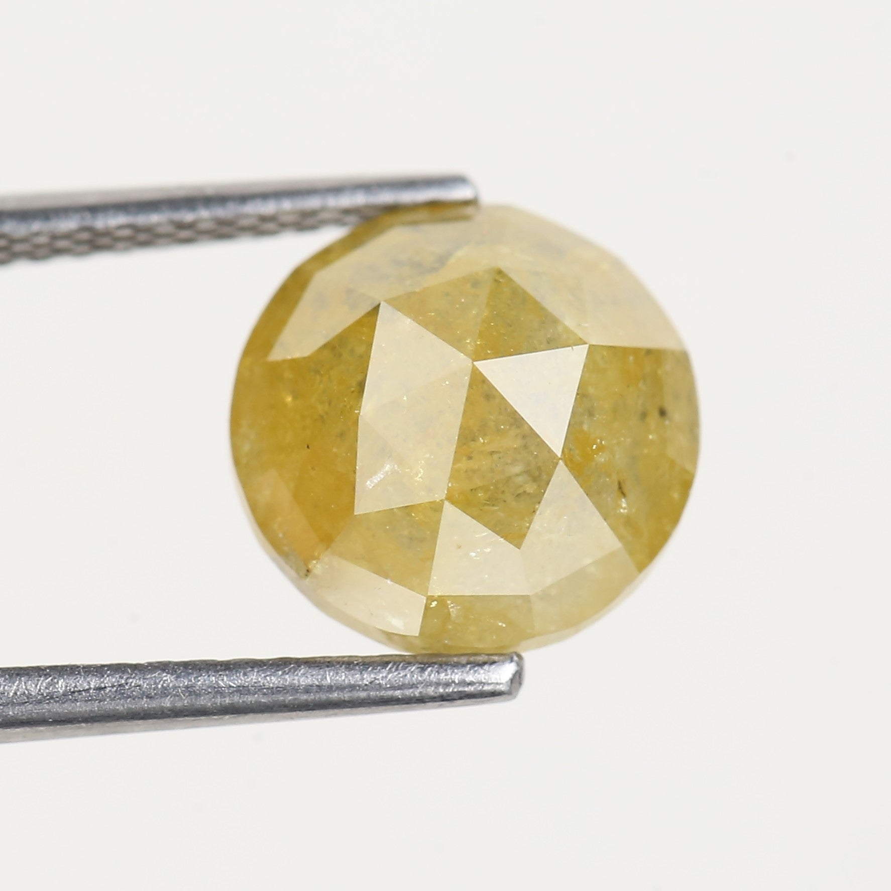 3.60 Carat Yellow Round Rose cut Salt and Pepper Diamond 9.10 MM