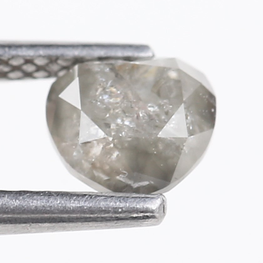 0.90 Carat Natural Light Gray Heart Salt And Pepper Diamond 5 MM