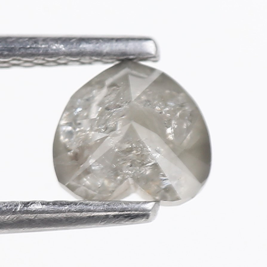 0.90 Carat Natural Light Gray Heart Salt And Pepper Diamond 5 MM