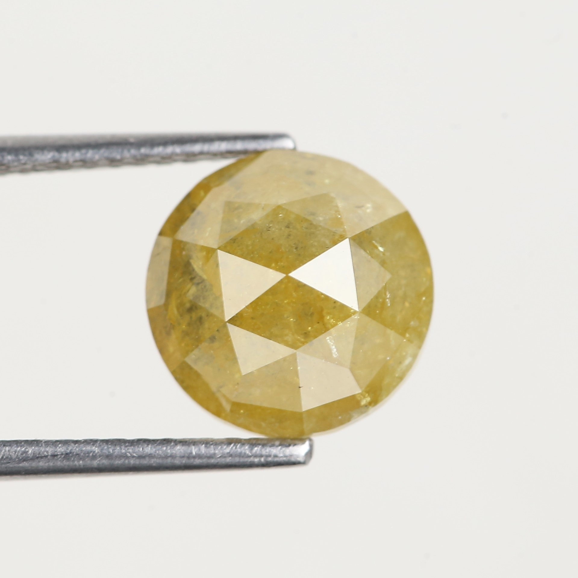 3.60 Carat Yellow Round Rose cut Salt and Pepper Diamond 9.10 MM