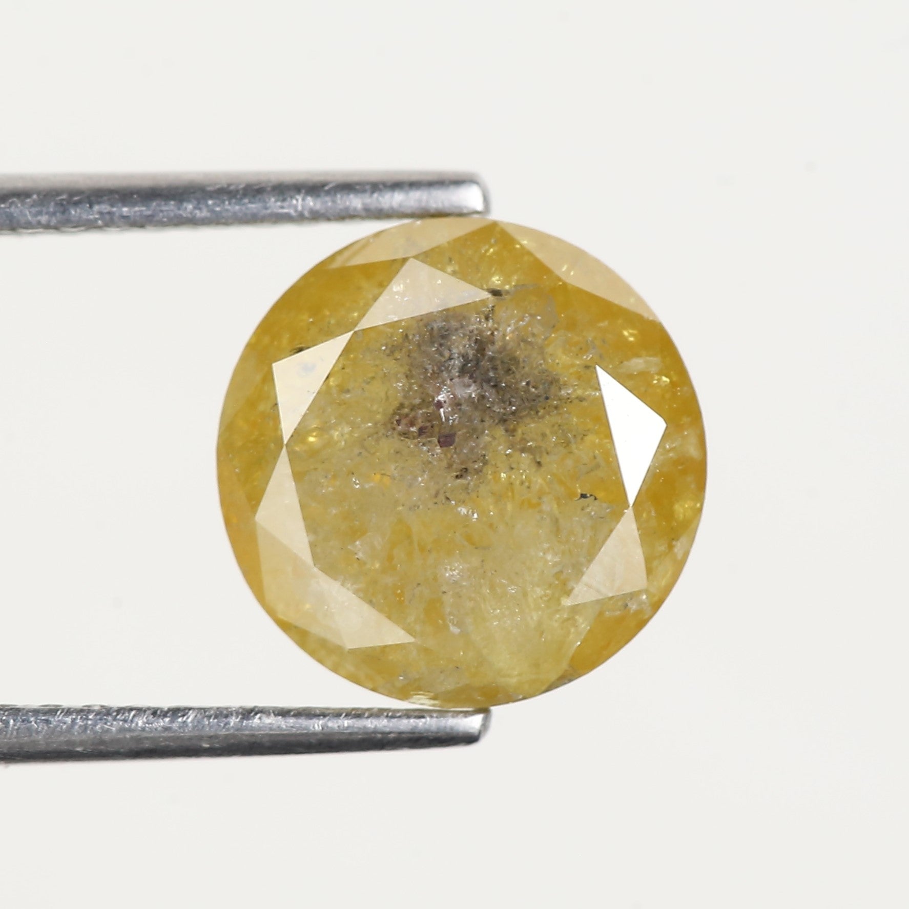 3.60 Carat Yellow Round Rose cut Salt and Pepper Diamond 9.10 MM