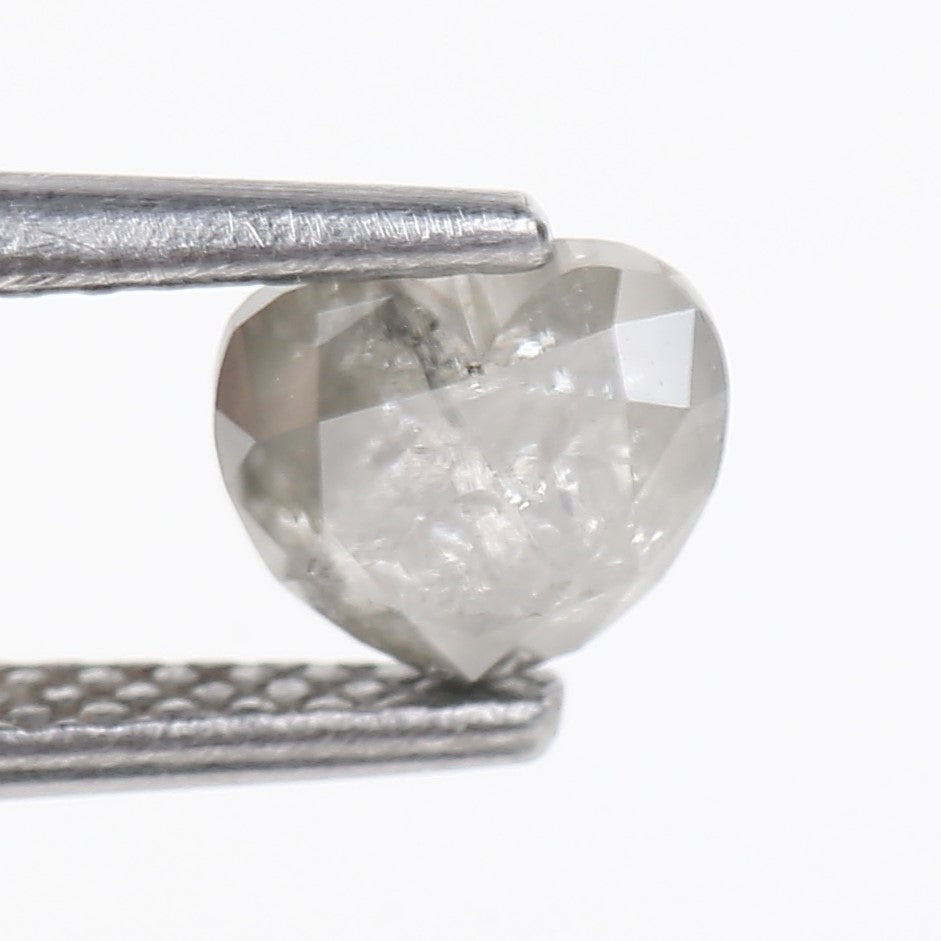 0.90 Carat Natural Light Gray Heart Salt And Pepper Diamond 5 MM