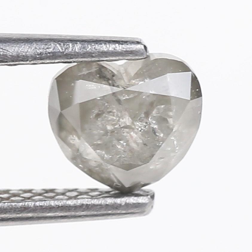 0.90 Carat Natural Light Gray Heart Salt And Pepper Diamond 5 MM