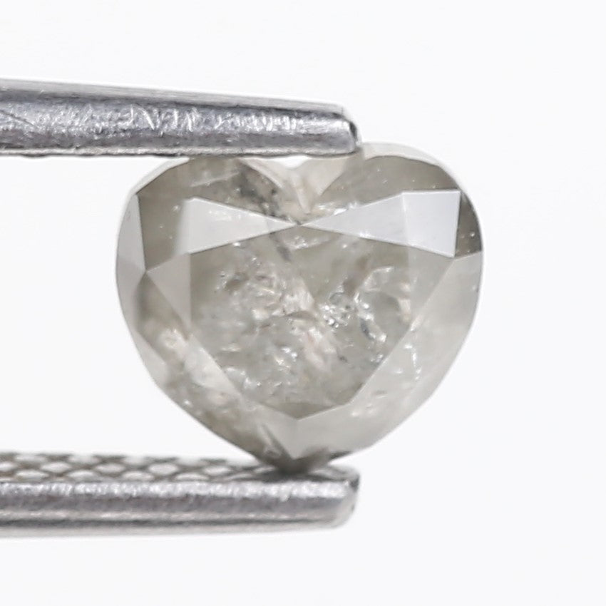 0.90 Carat Natural Light Gray Heart Salt And Pepper Diamond 5 MM