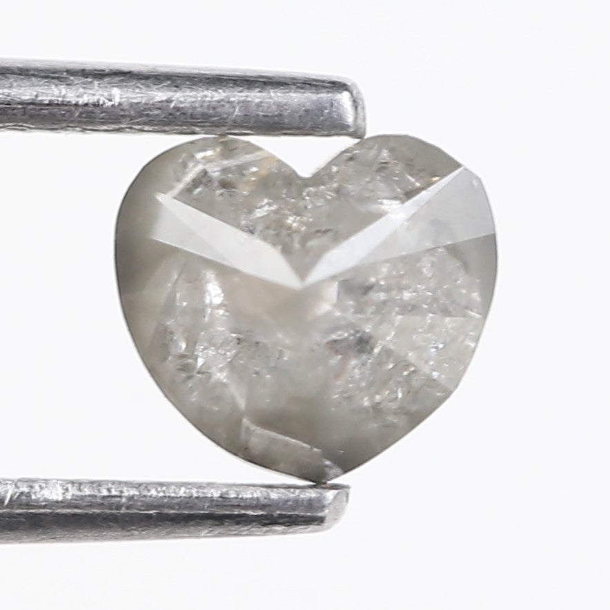 0.90 Carat Natural Light Gray Heart Salt And Pepper Diamond 5 MM