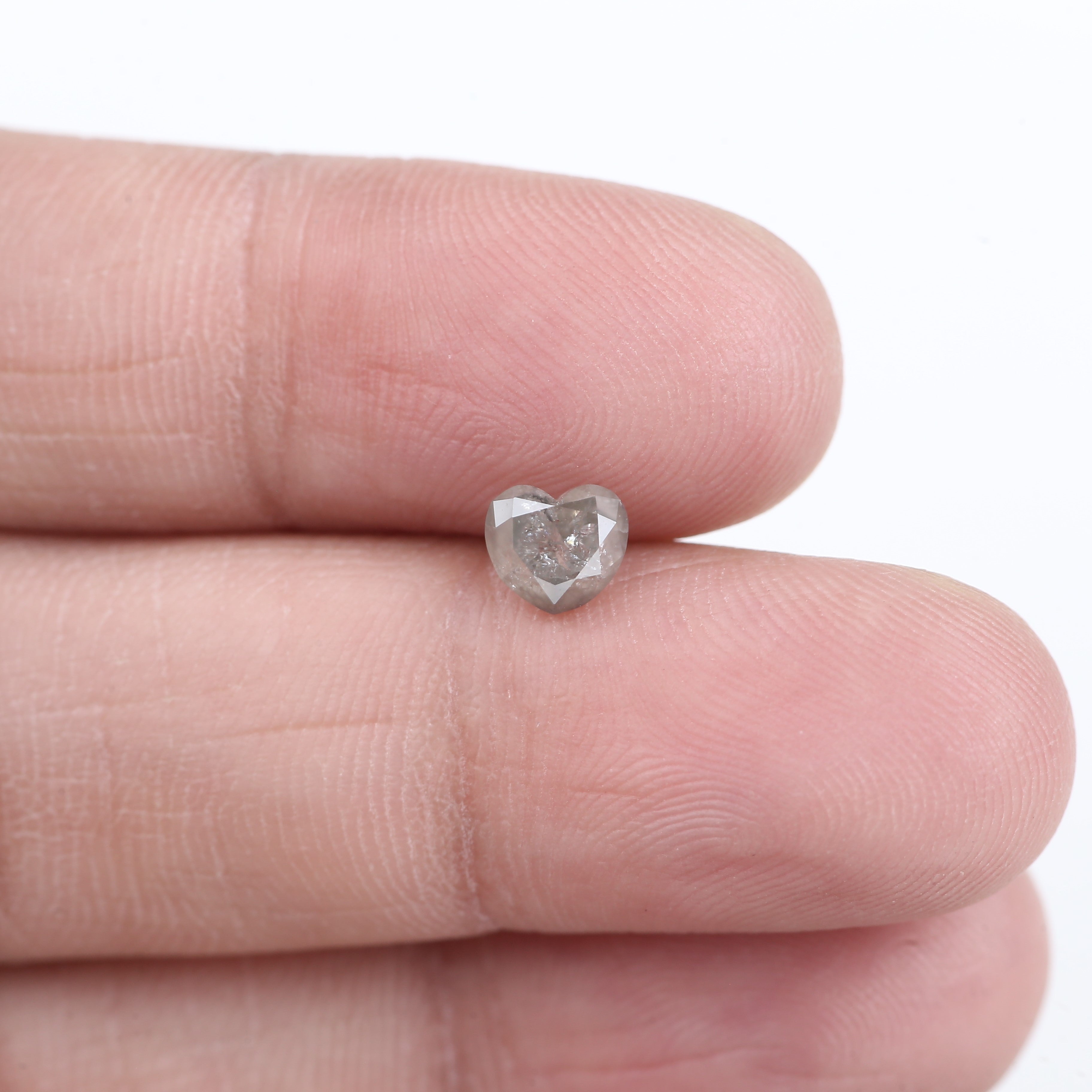 0.90 Carat Natural Light Gray Heart Salt And Pepper Diamond 5 MM
