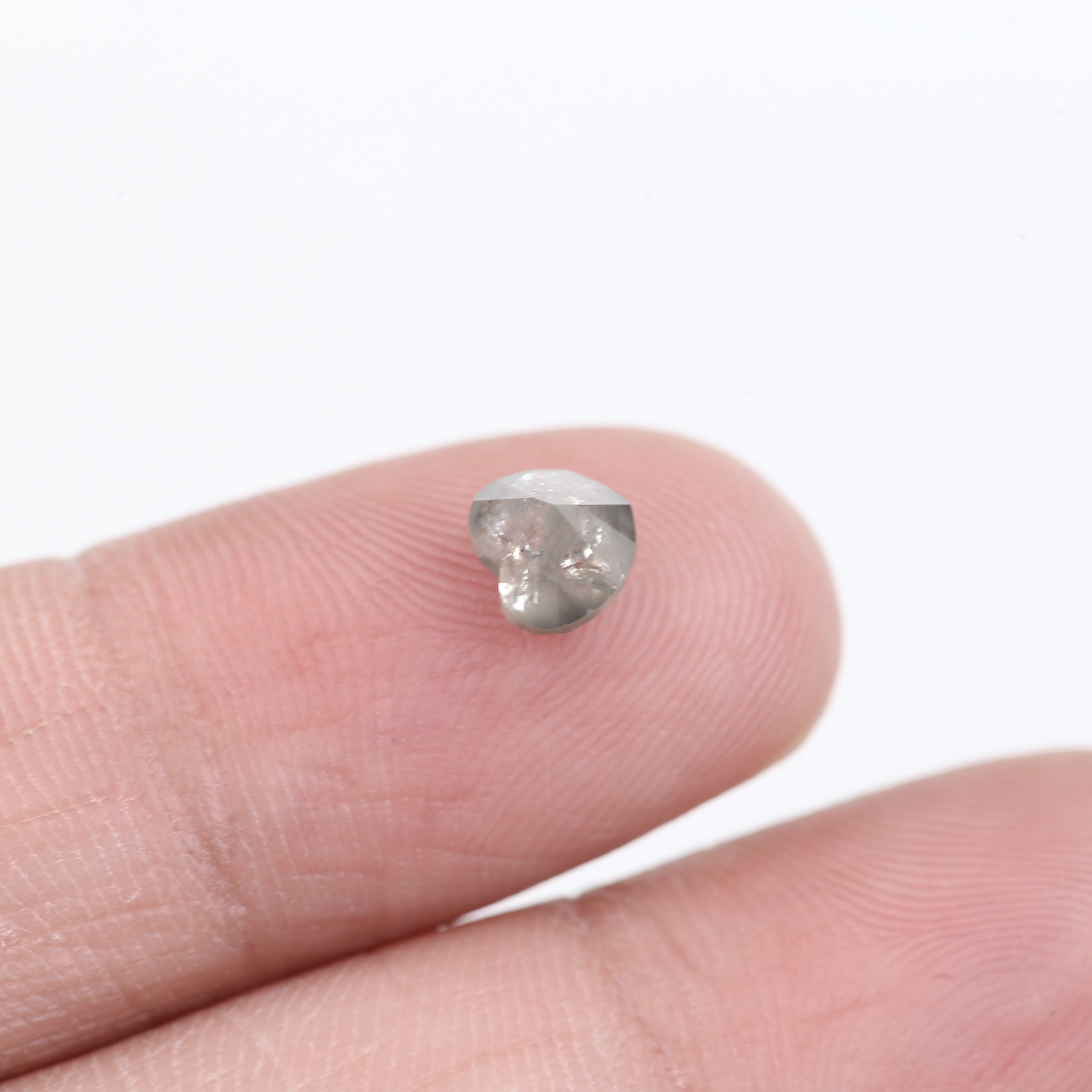 0.90 Carat Natural Light Gray Heart Salt And Pepper Diamond 5 MM