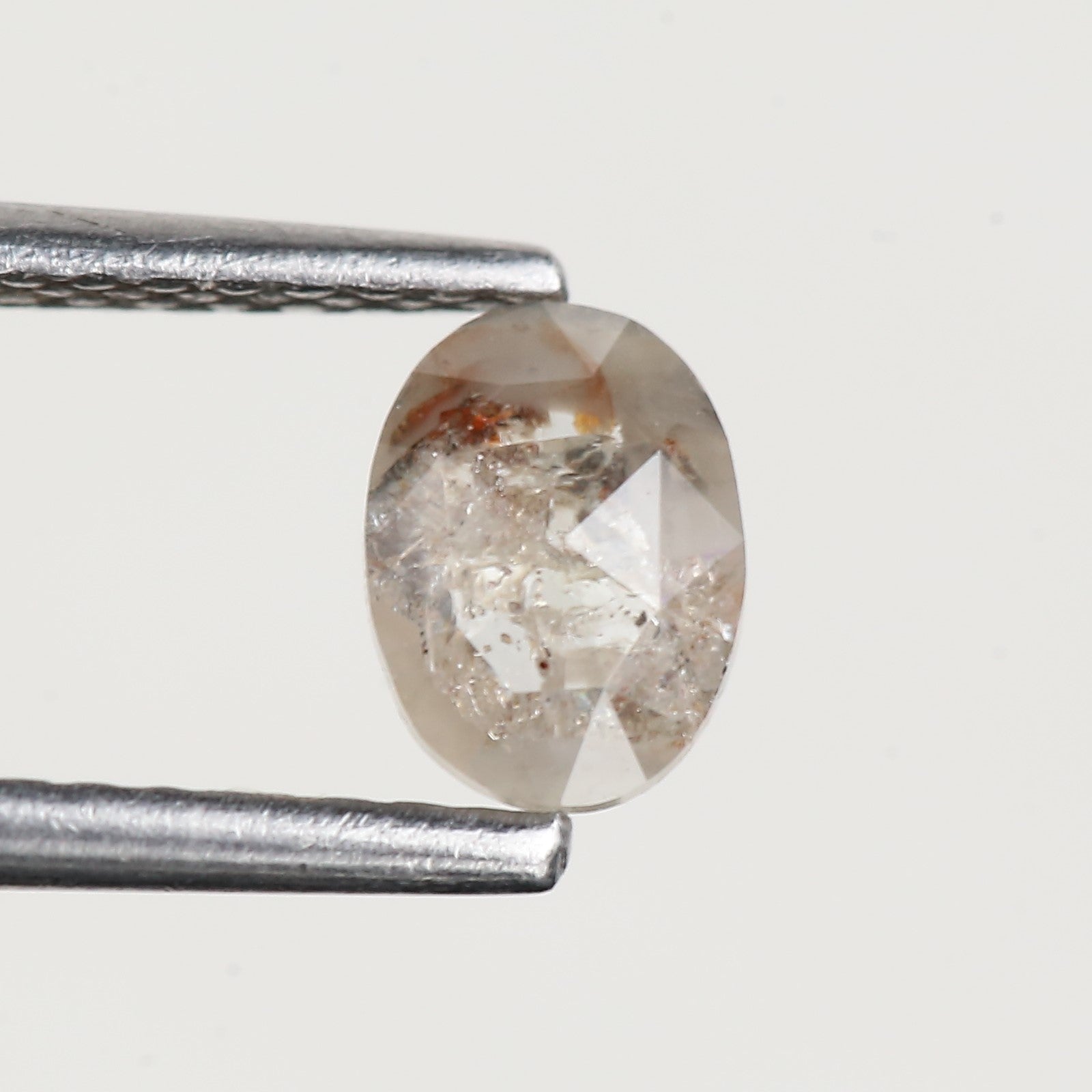 0.34 Carat Natural Gray Oval Rose Cut Salt and Pepper Diamond 5.80 MM