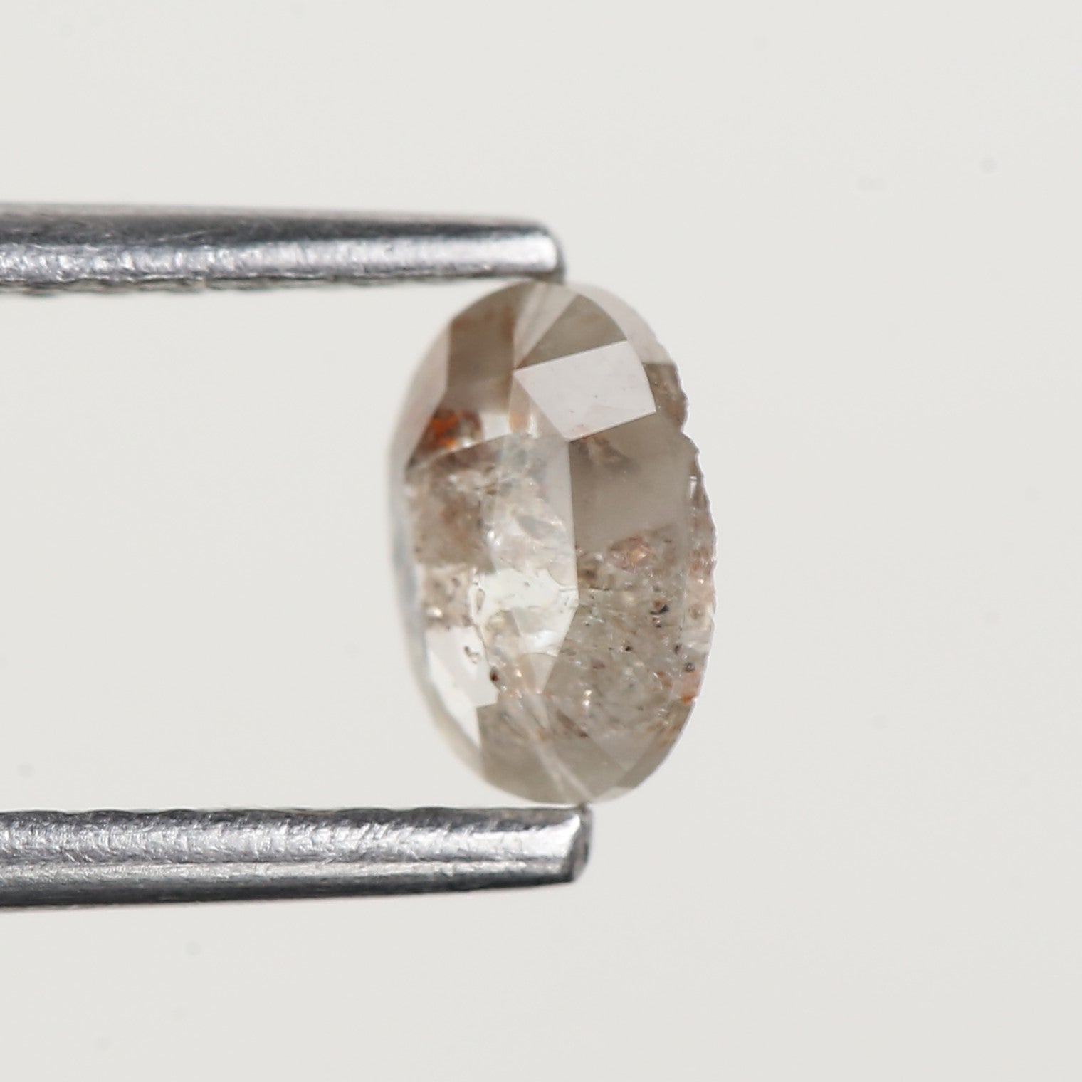 0.34 Carat Natural Gray Oval Rose Cut Salt and Pepper Diamond 5.80 MM