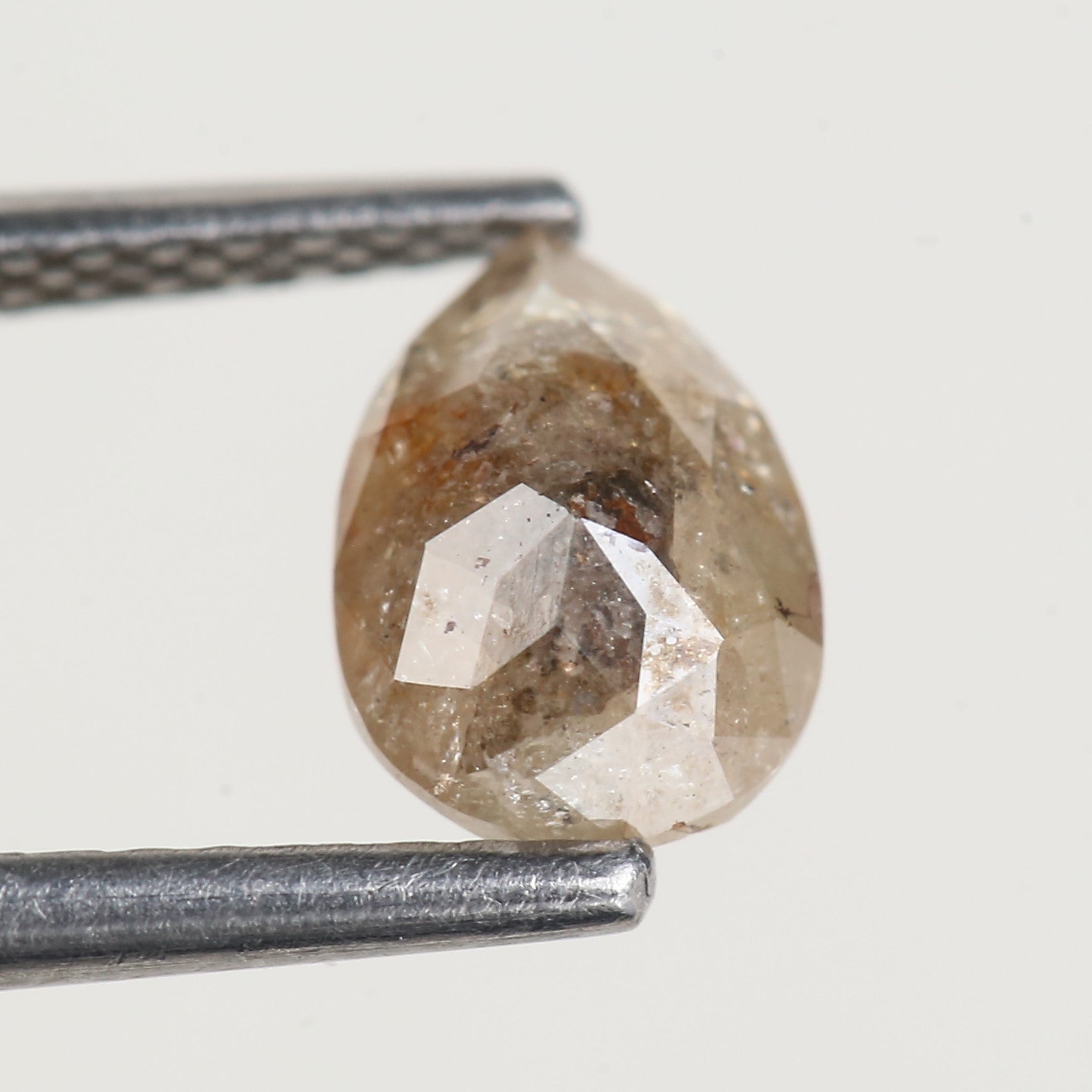 0.81 Carat Natural Pear Rose cut Salt and Pepper Diamond 7.30 MM
