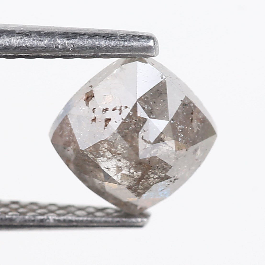 1.12 Carat Natural Salt And Pepper Grey Cushion Cut Loose Diamond 5.98 MM