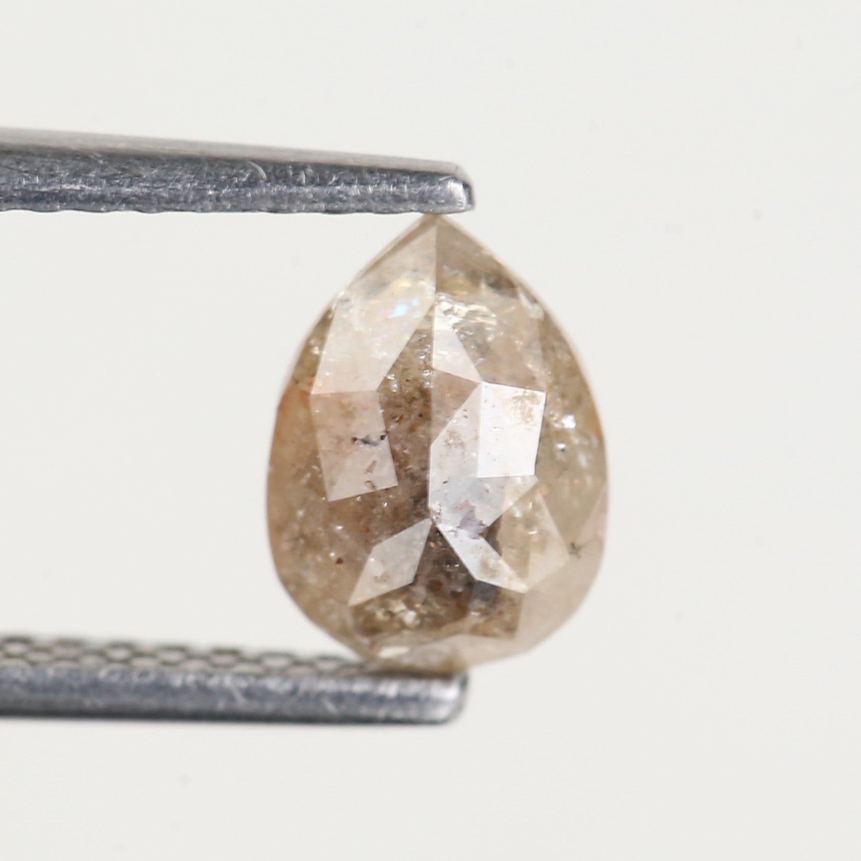 0.81 Carat Natural Pear Rose cut Salt and Pepper Diamond 7.30 MM