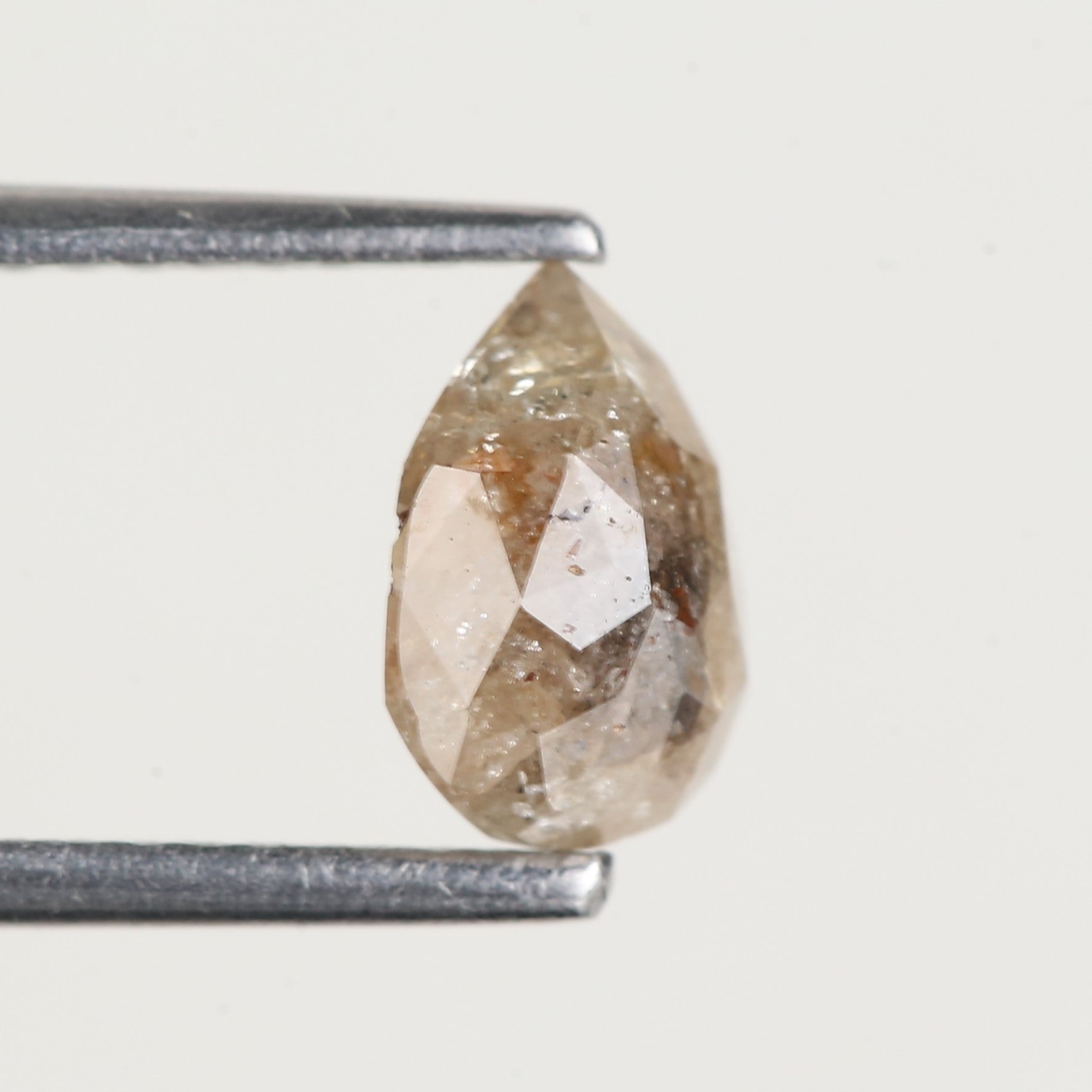 0.81 Carat Natural Pear Rose cut Salt and Pepper Diamond 7.30 MM