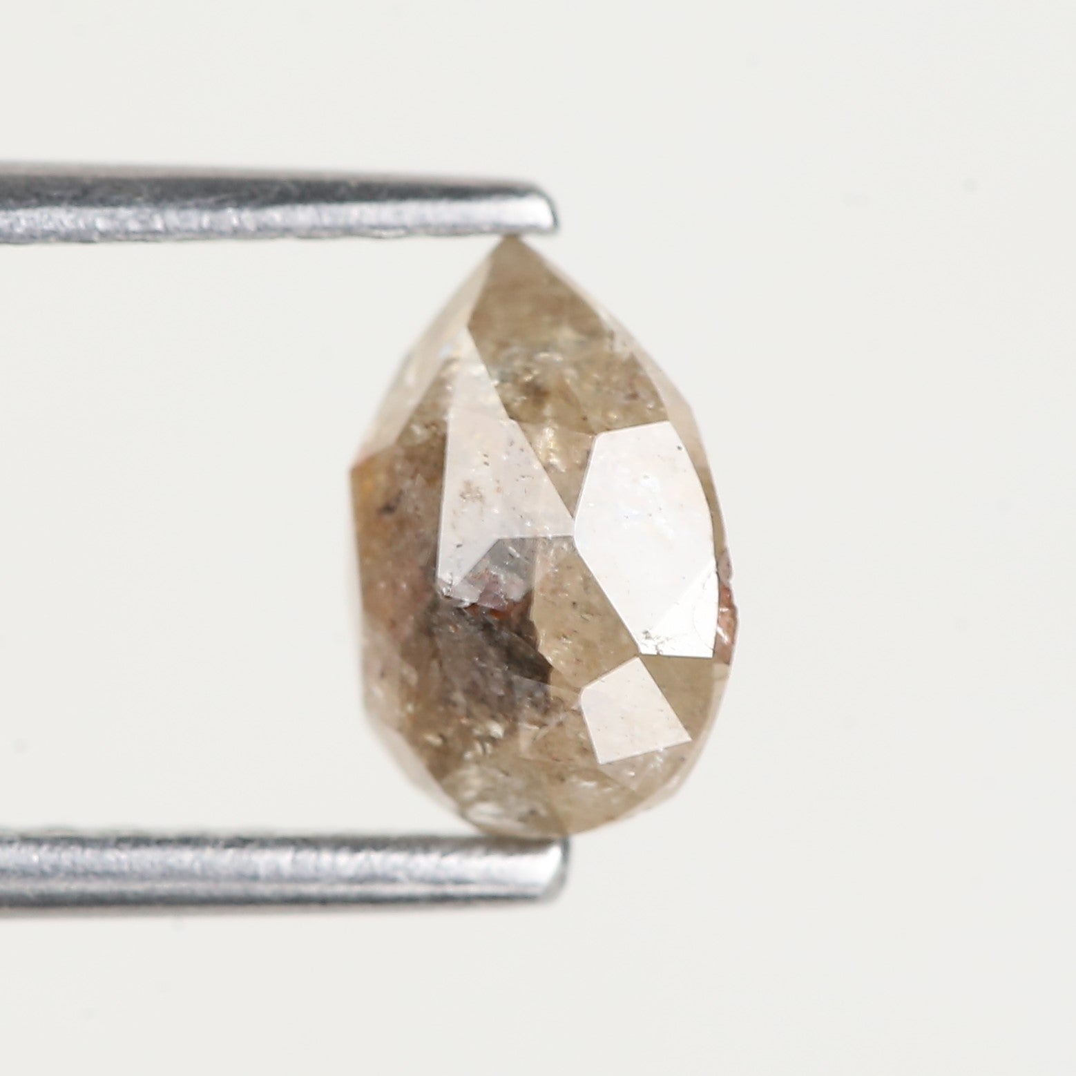 0.81 Carat Natural Pear Rose cut Salt and Pepper Diamond 7.30 MM