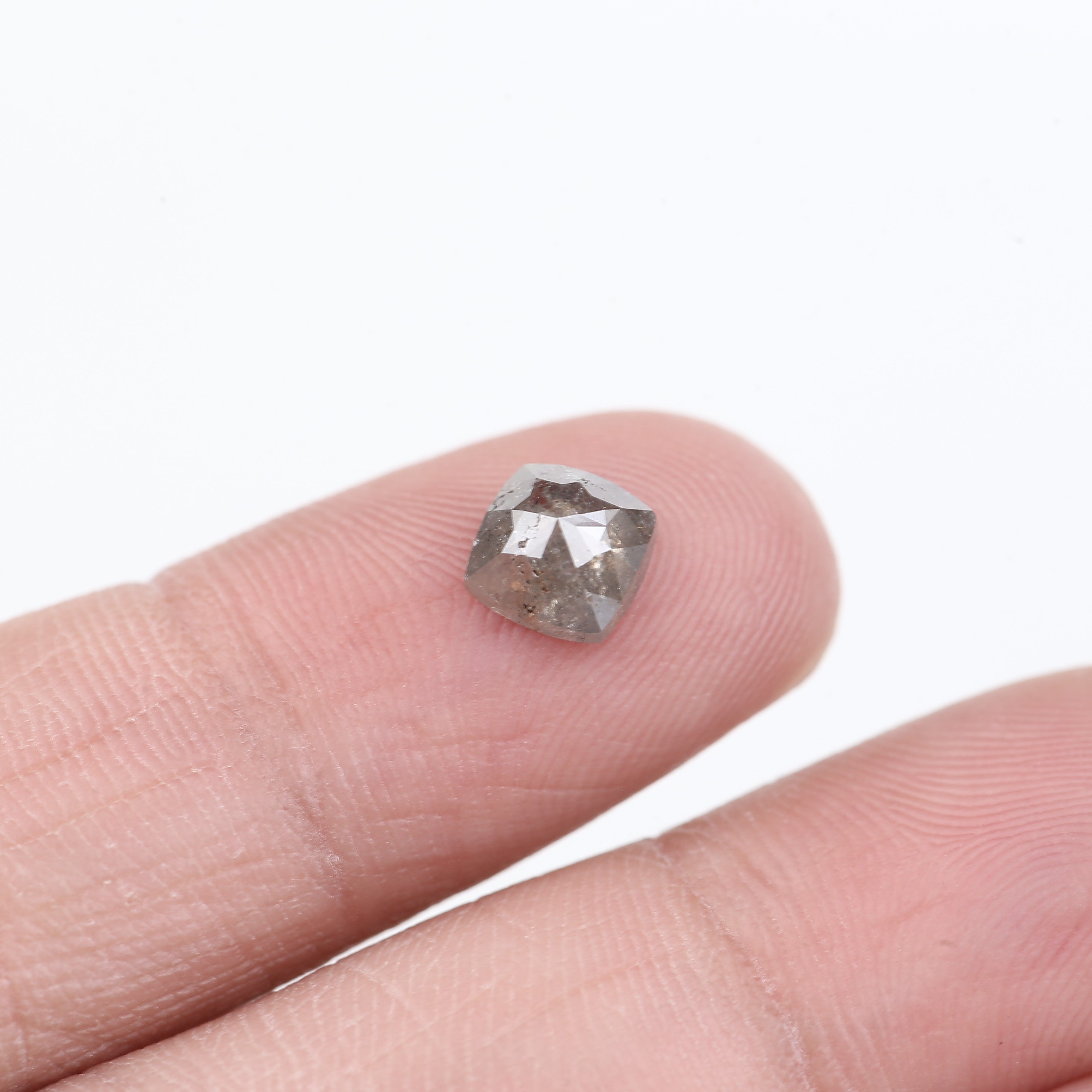 1.12 Carat Natural Salt And Pepper Grey Cushion Cut Loose Diamond 5.98 MM