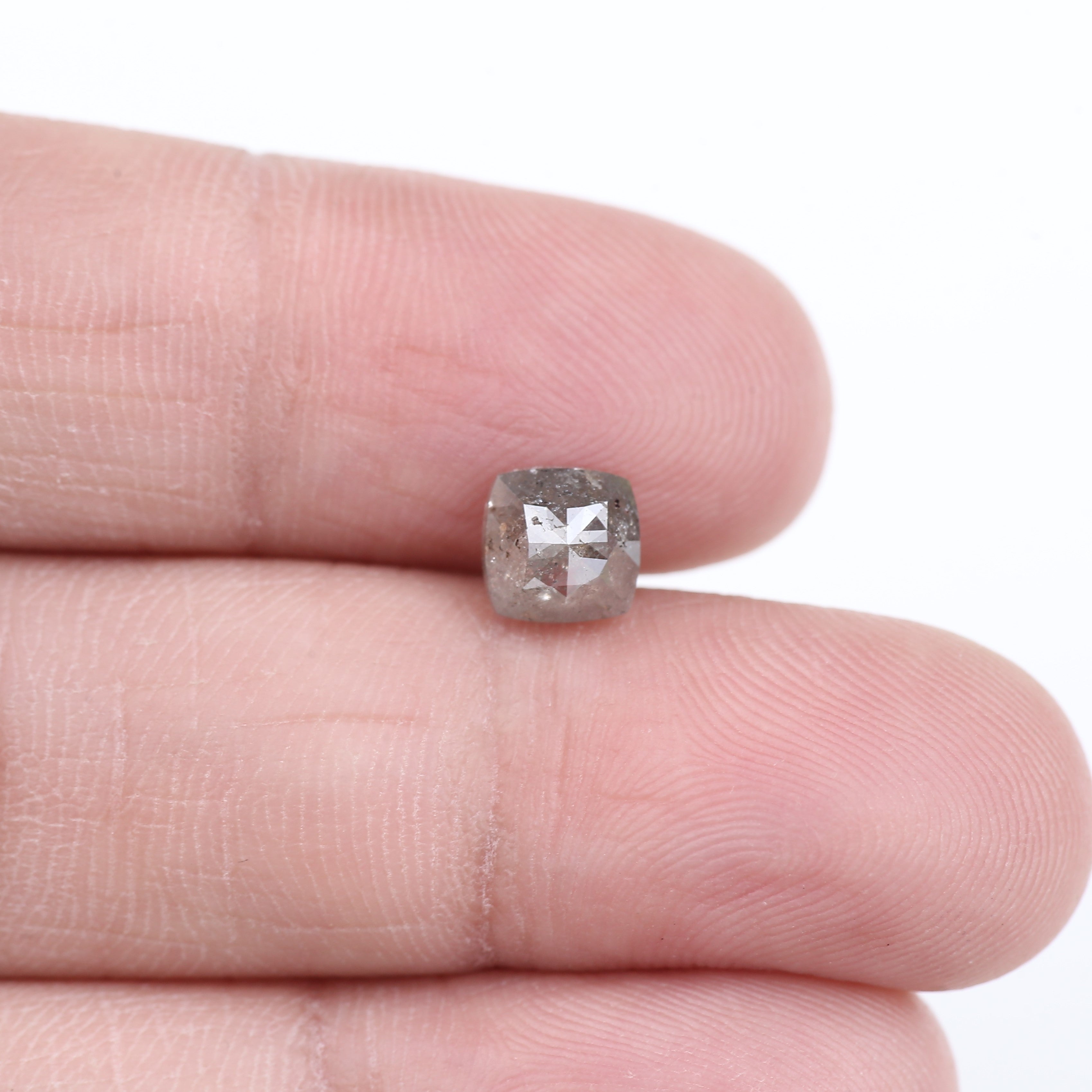 1.12 Carat Natural Salt And Pepper Grey Cushion Cut Loose Diamond 5.98 MM