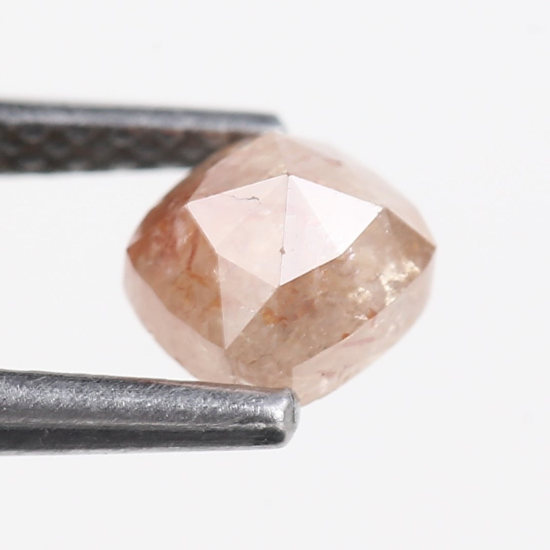 0.78 Carat Natural Peach Orange Cushion Cut Salt And Pepper Diamond 4.67 MM