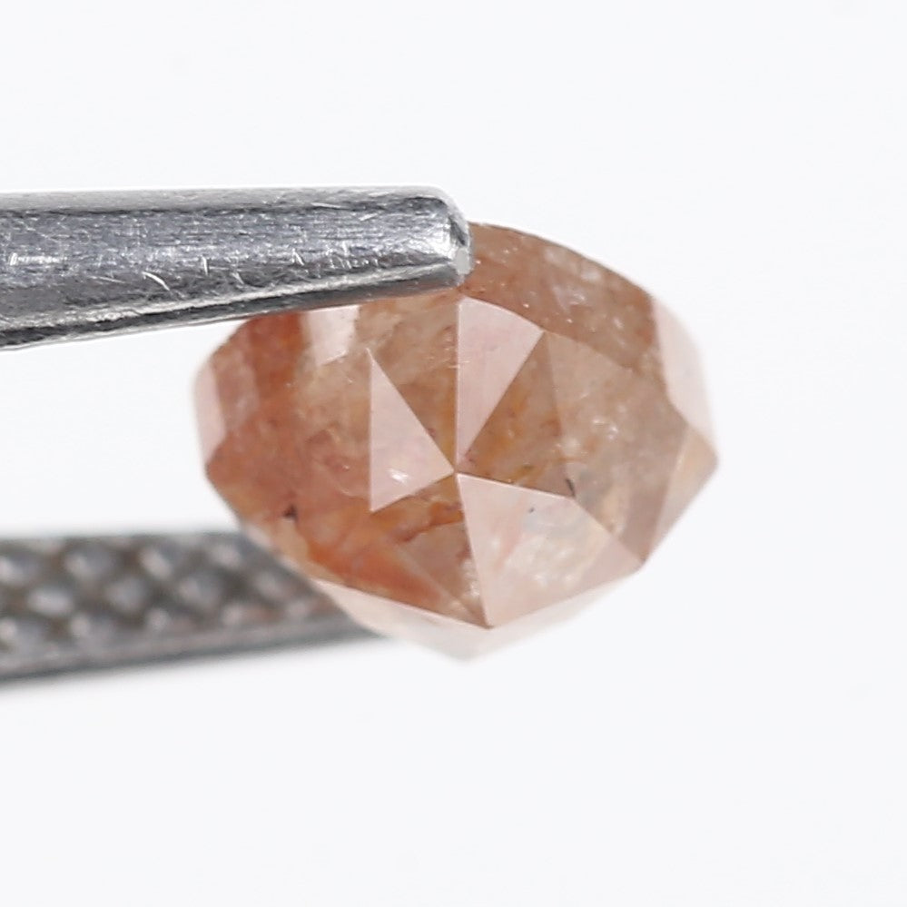 0.78 Carat Natural Peach Orange Cushion Cut Salt And Pepper Diamond 4.67 MM