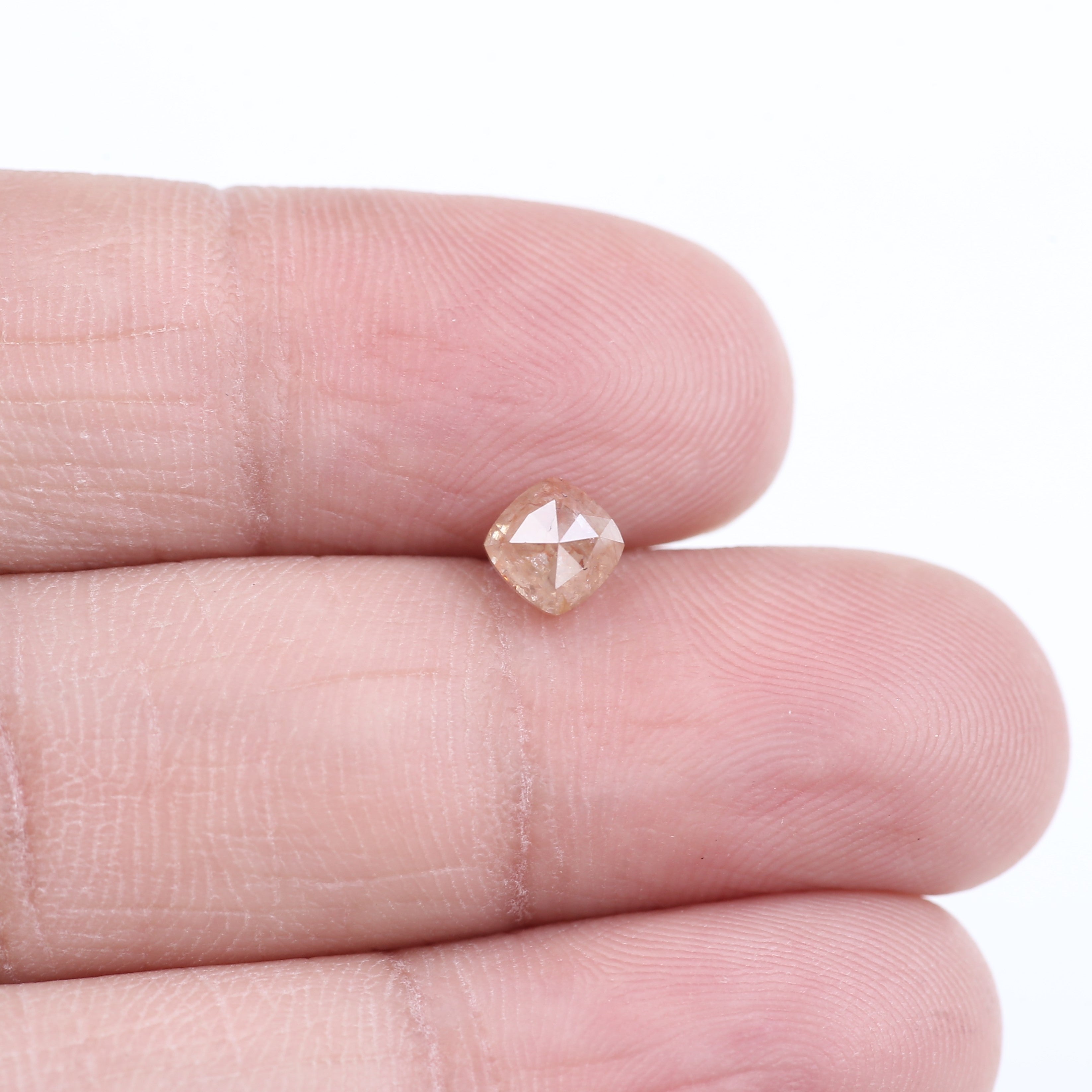 0.78 Carat Natural Peach Orange Cushion Cut Salt And Pepper Diamond 4.67 MM