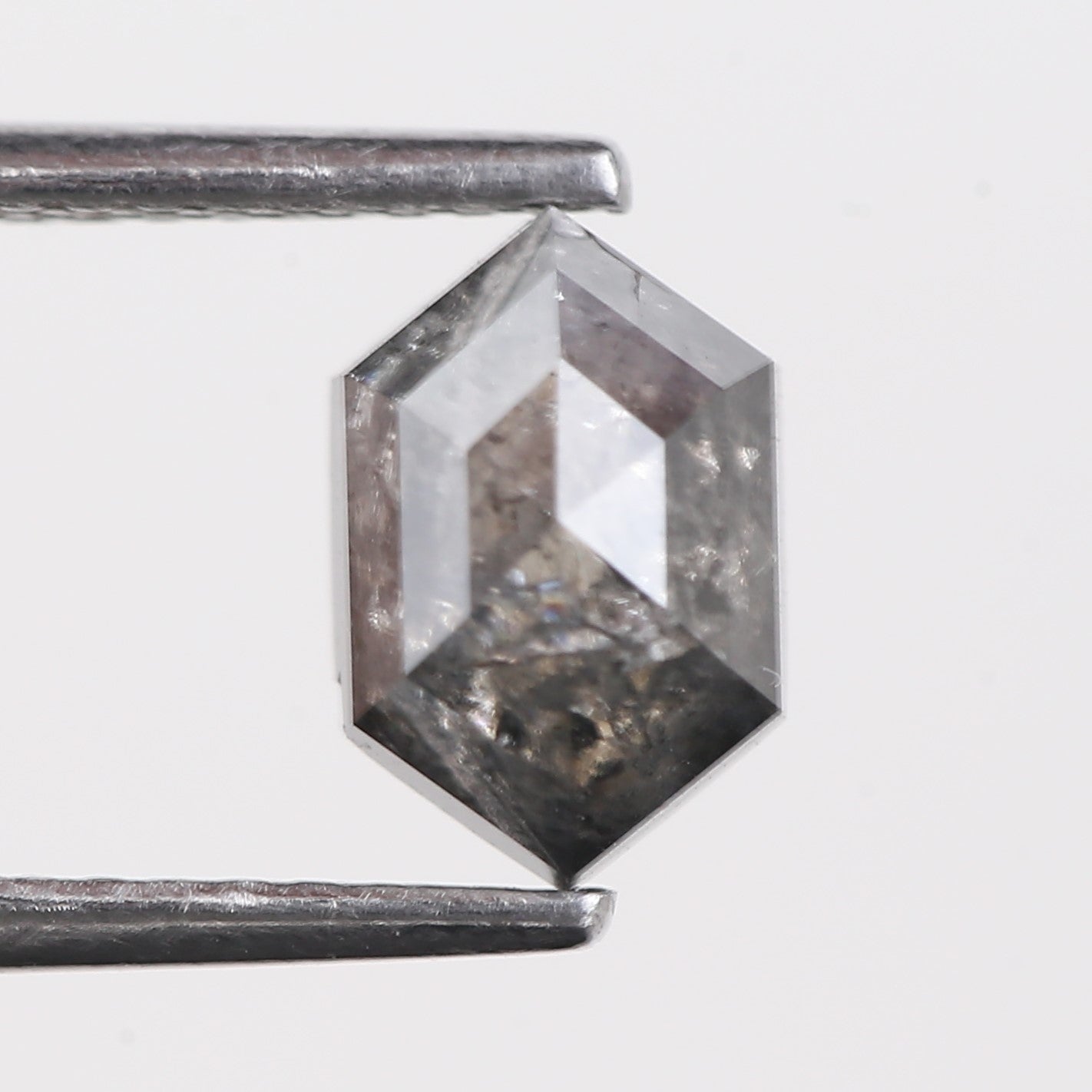 1.53 Carat Natural Salt And Pepper Hex Cut Diamond 7.86 MM