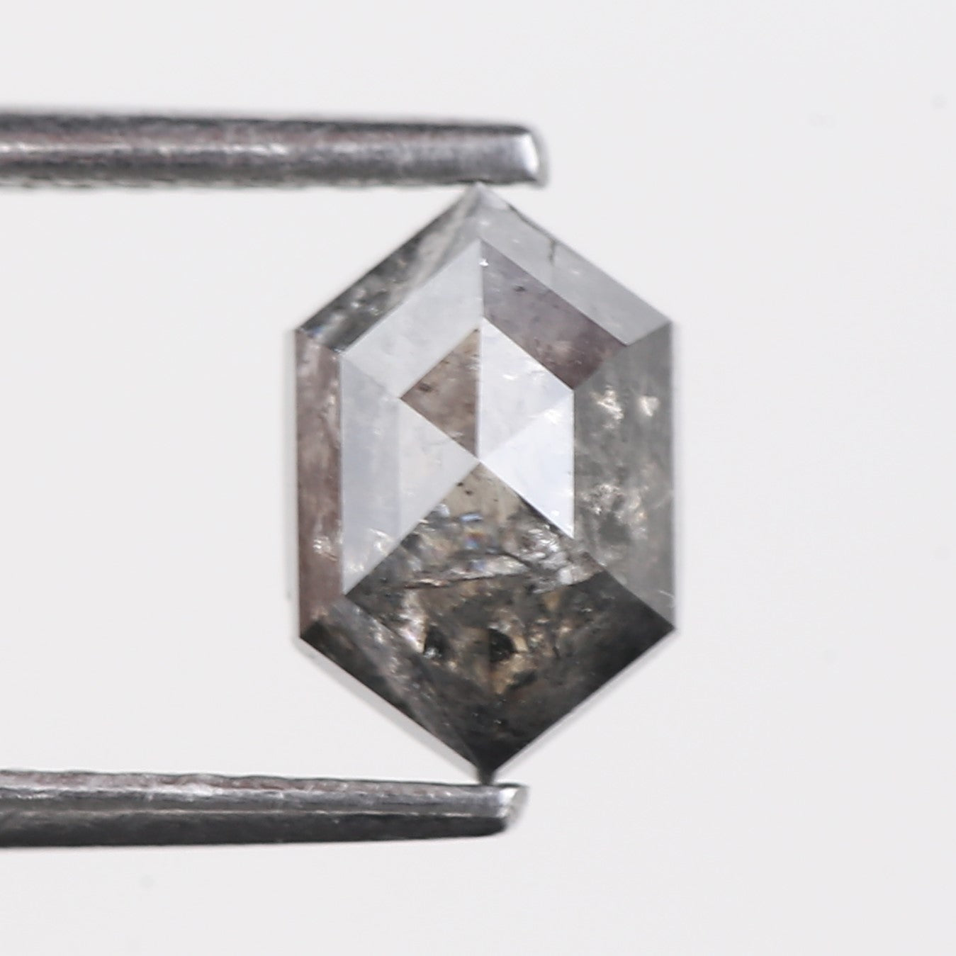 1.53 Carat Natural Salt And Pepper Hex Cut Diamond 7.86 MM