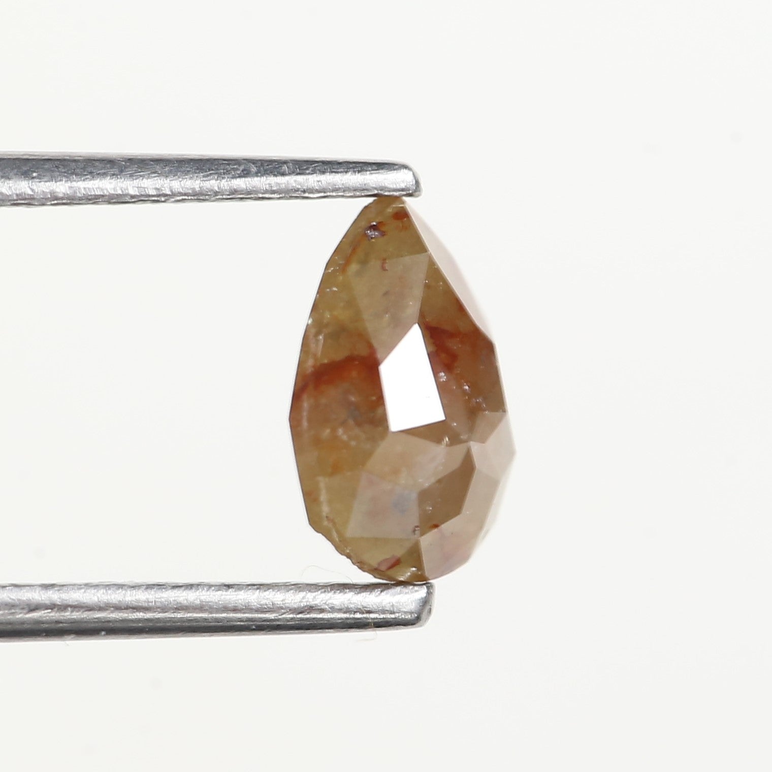 0.86 Ct Natural Pear Orange Yellow Salt and Pepper Diamond 7.4 MM