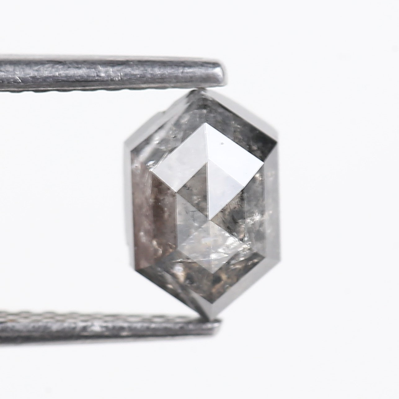 1.53 Carat Natural Salt And Pepper Hex Cut Diamond 7.86 MM