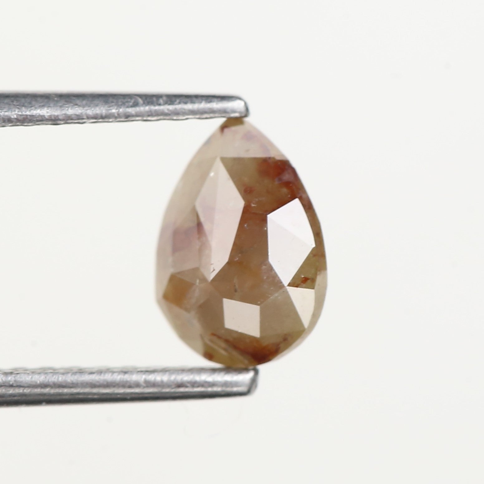 0.86 Ct Natural Pear Orange Yellow Salt and Pepper Diamond 7.4 MM